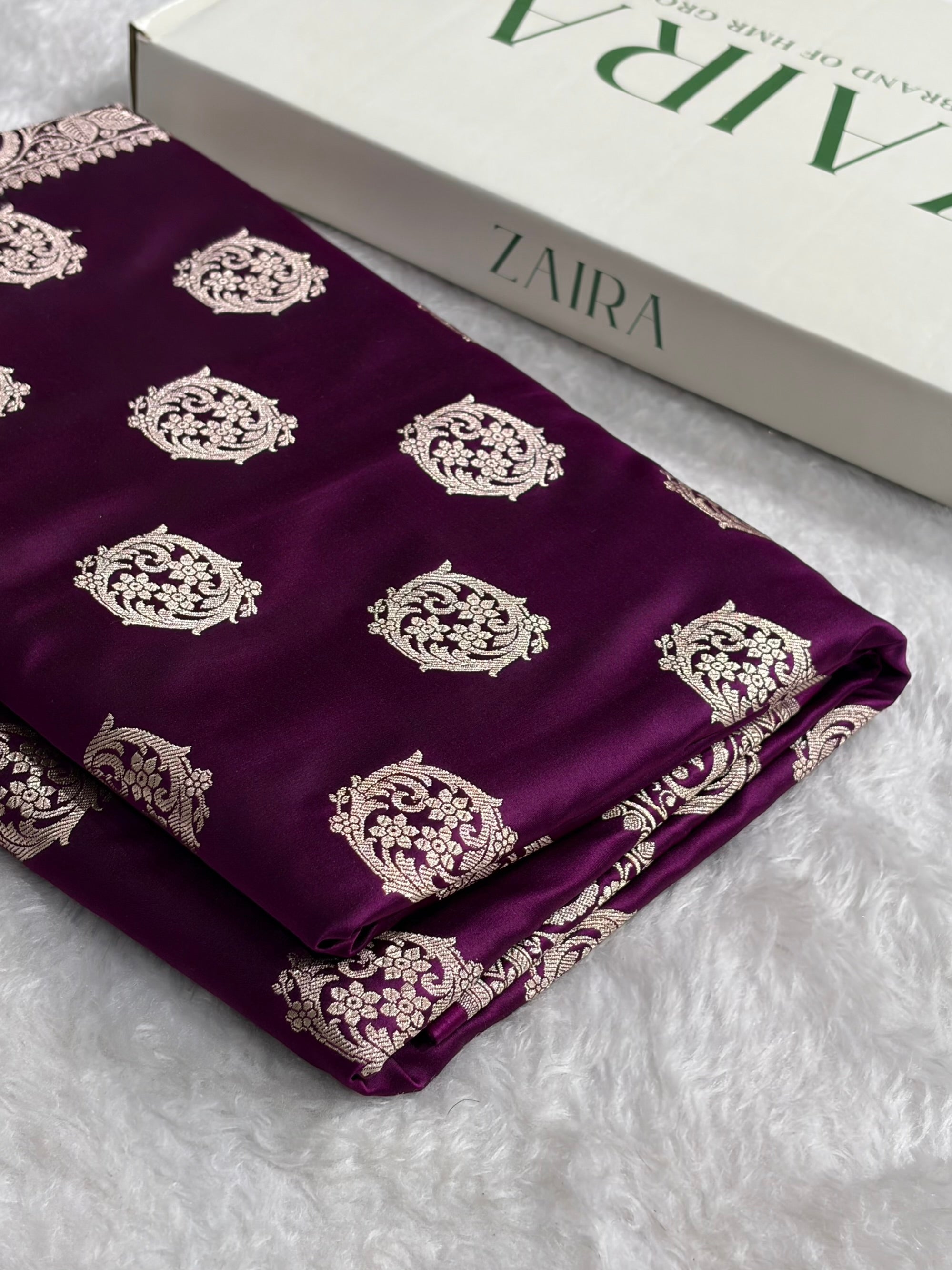 Banarasi Wine Shades Banarasi Boota Pattern Floral Mashru Silk Saree MSM-104