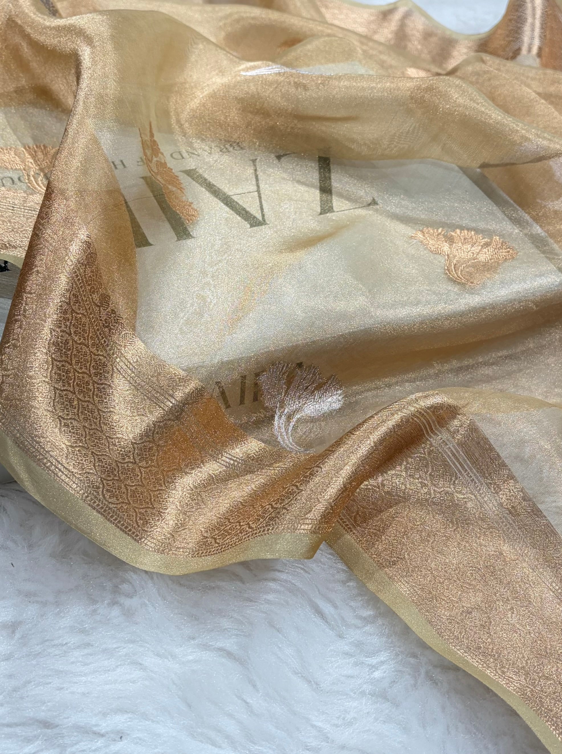 Tusser Bananasi Floral Shades Pure Tissue Silk Saree PT-53