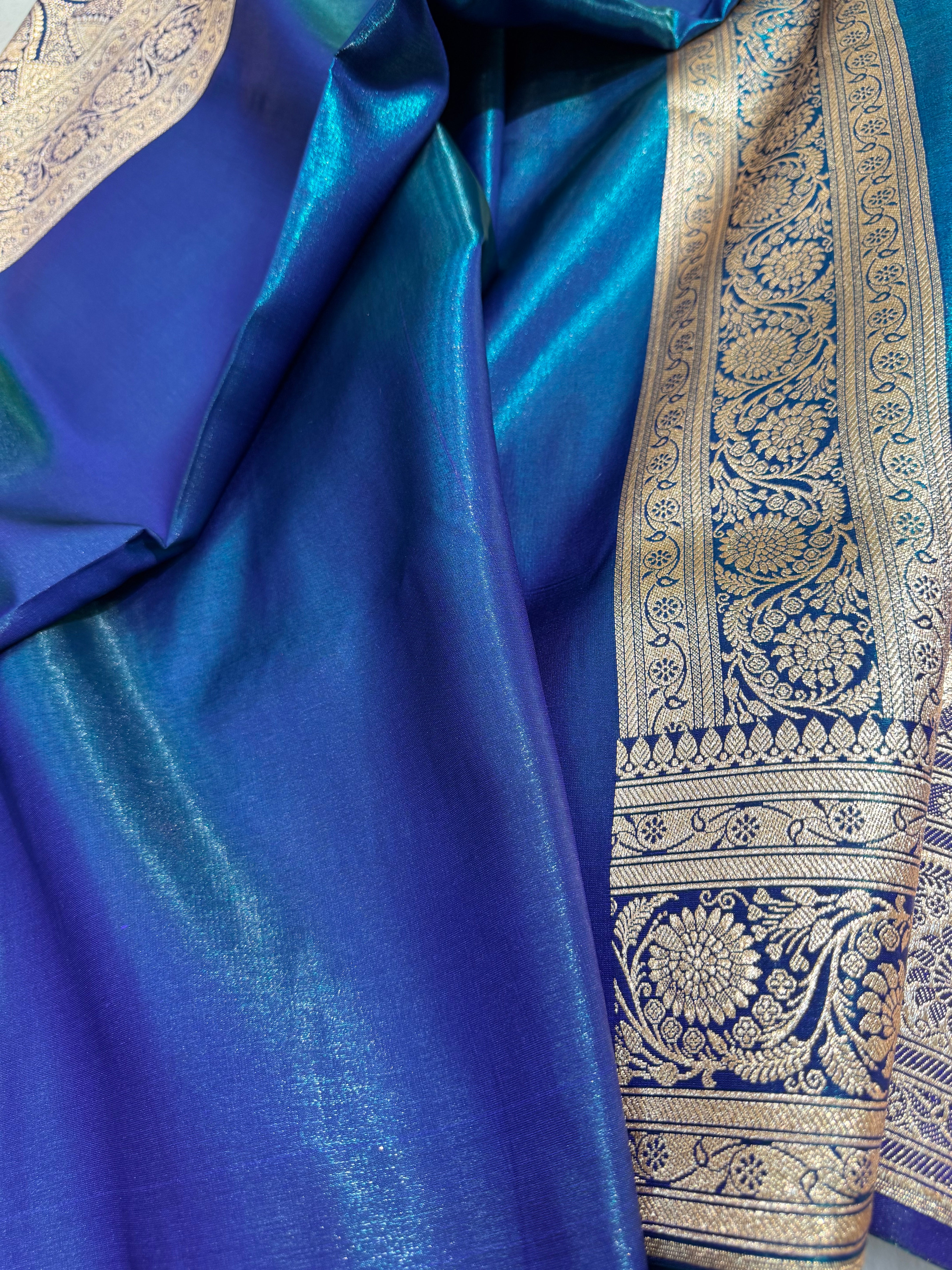 Peacock Green Chand Tara Satin Silk Saree SS04