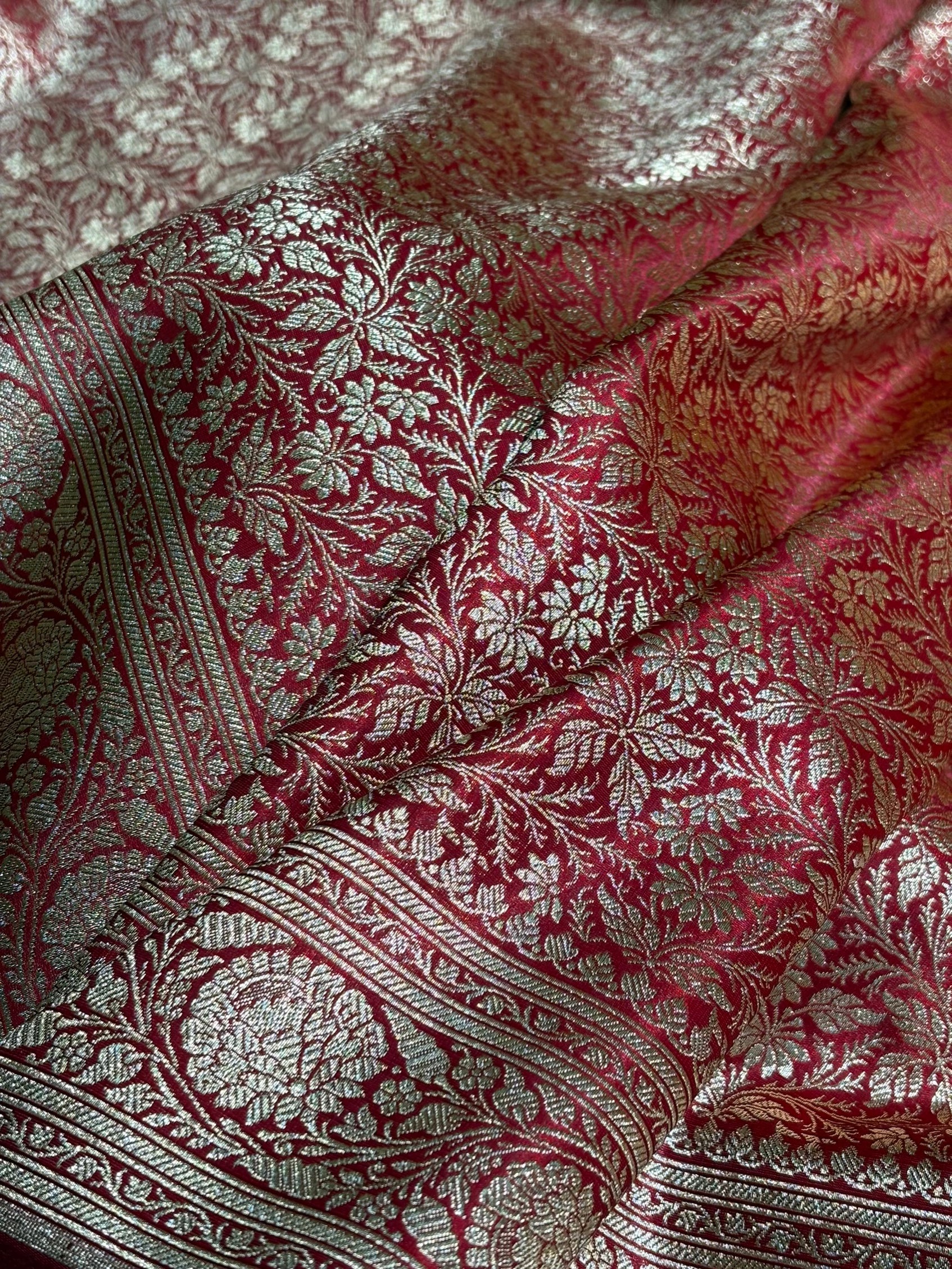 Red Shades Brocket Satin Silk Saree Banarasi Saree Shades SS30