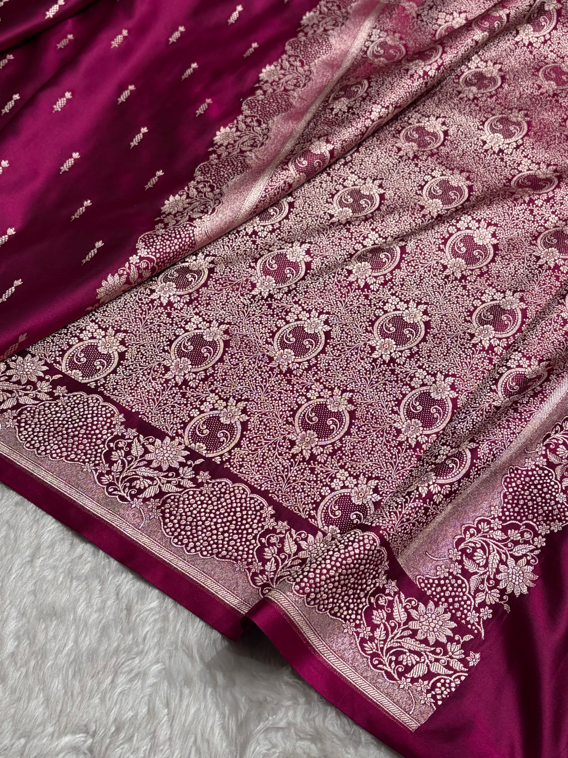 Wine Shade With Booti Pattern Mashru Silk Saree