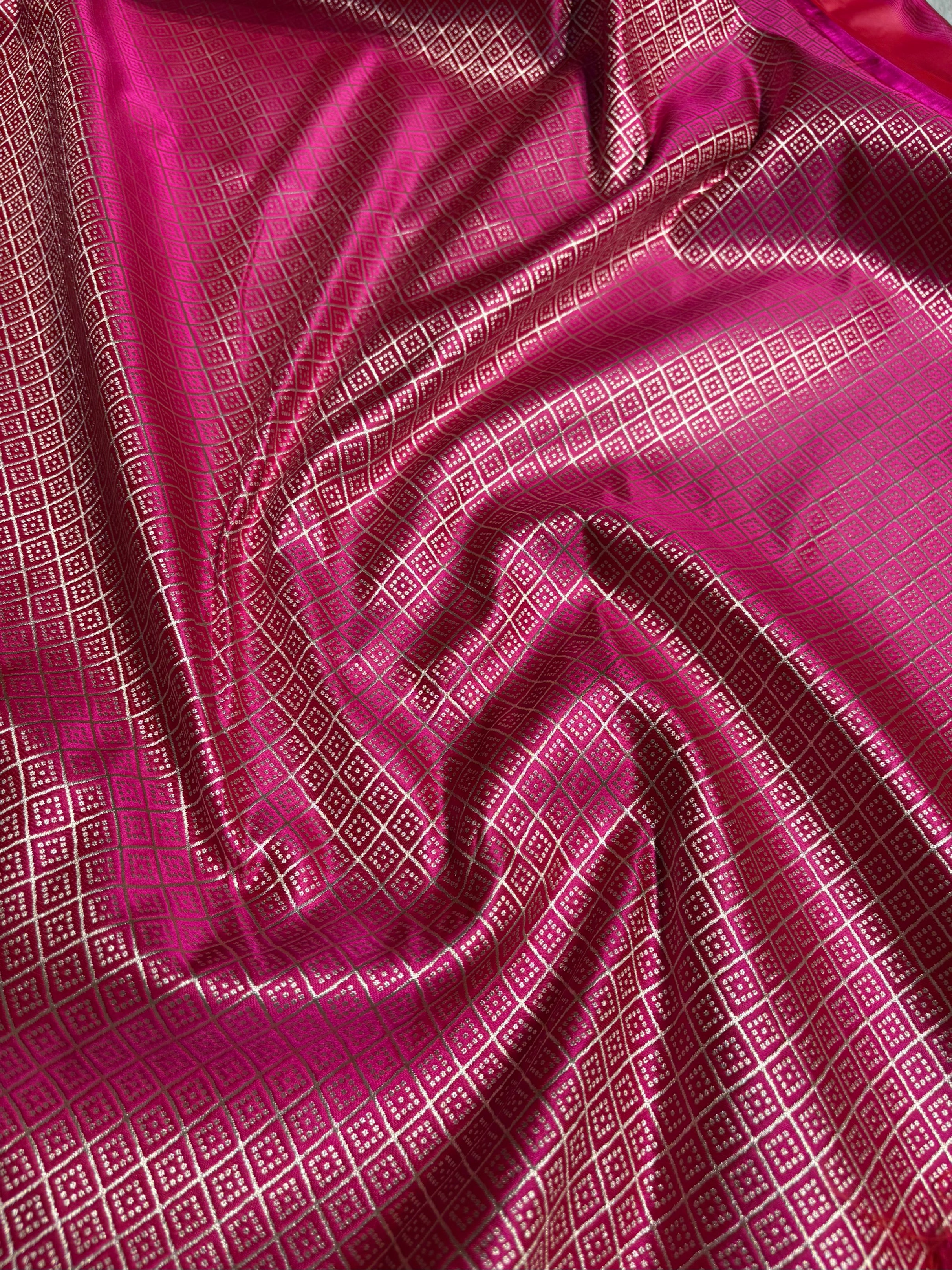 Pink Shades Floral Border Mashru Silk Saree MSM-62