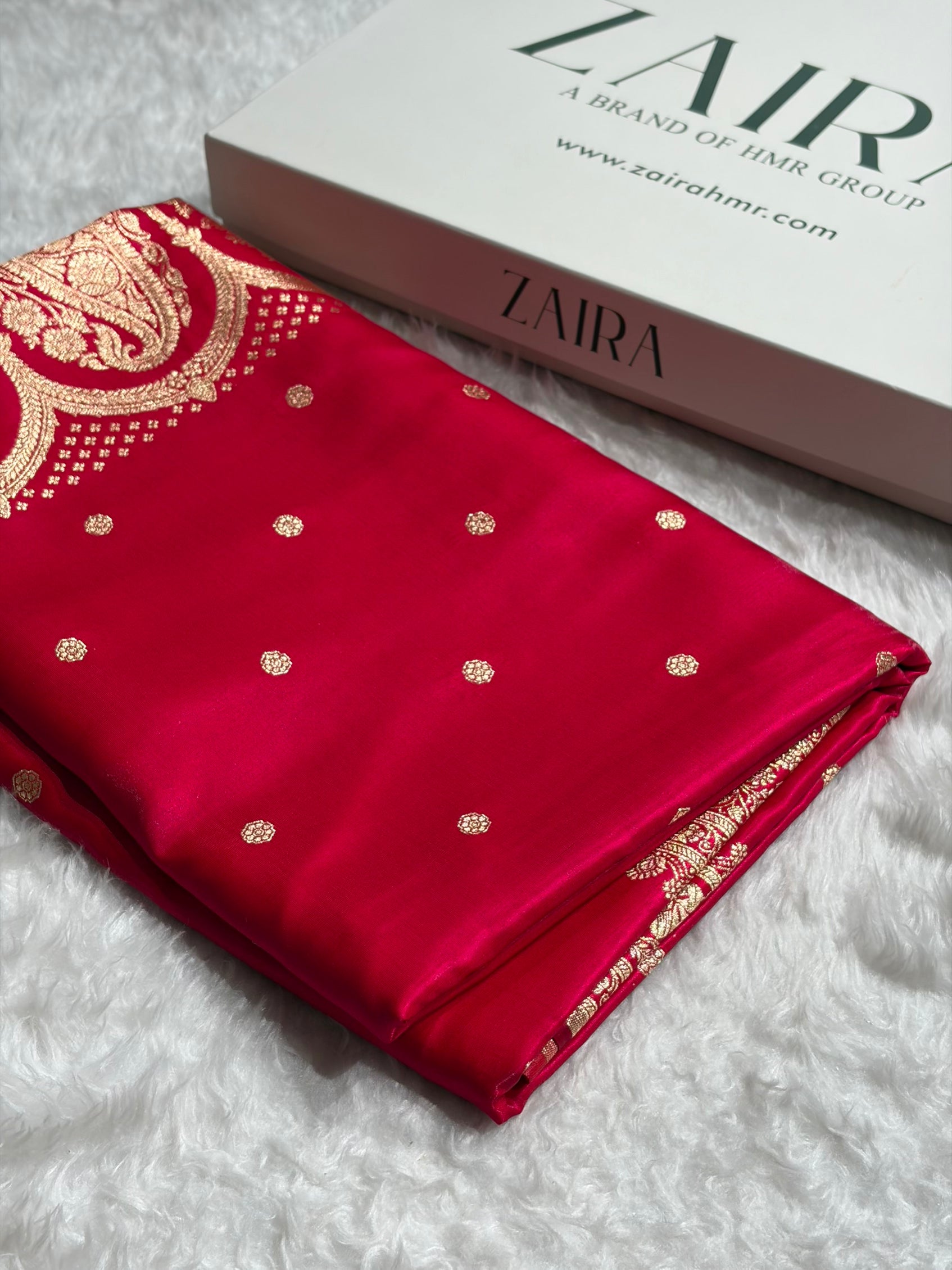 Satin Silk Saree Banarasi Booti in Cross Rani Shades SS29