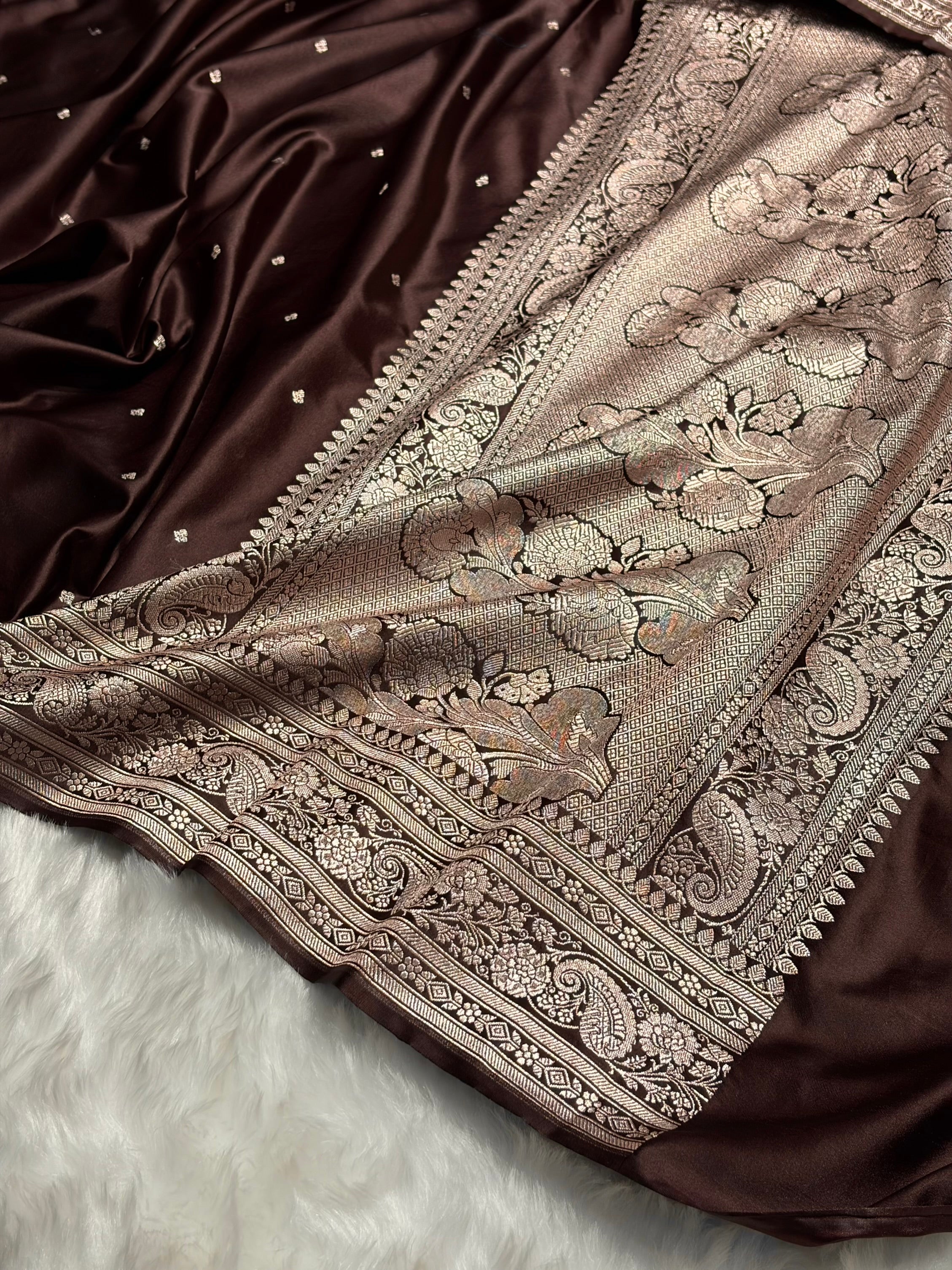 Dark Garnet Shades Booti Mashru Silk Saree MS64