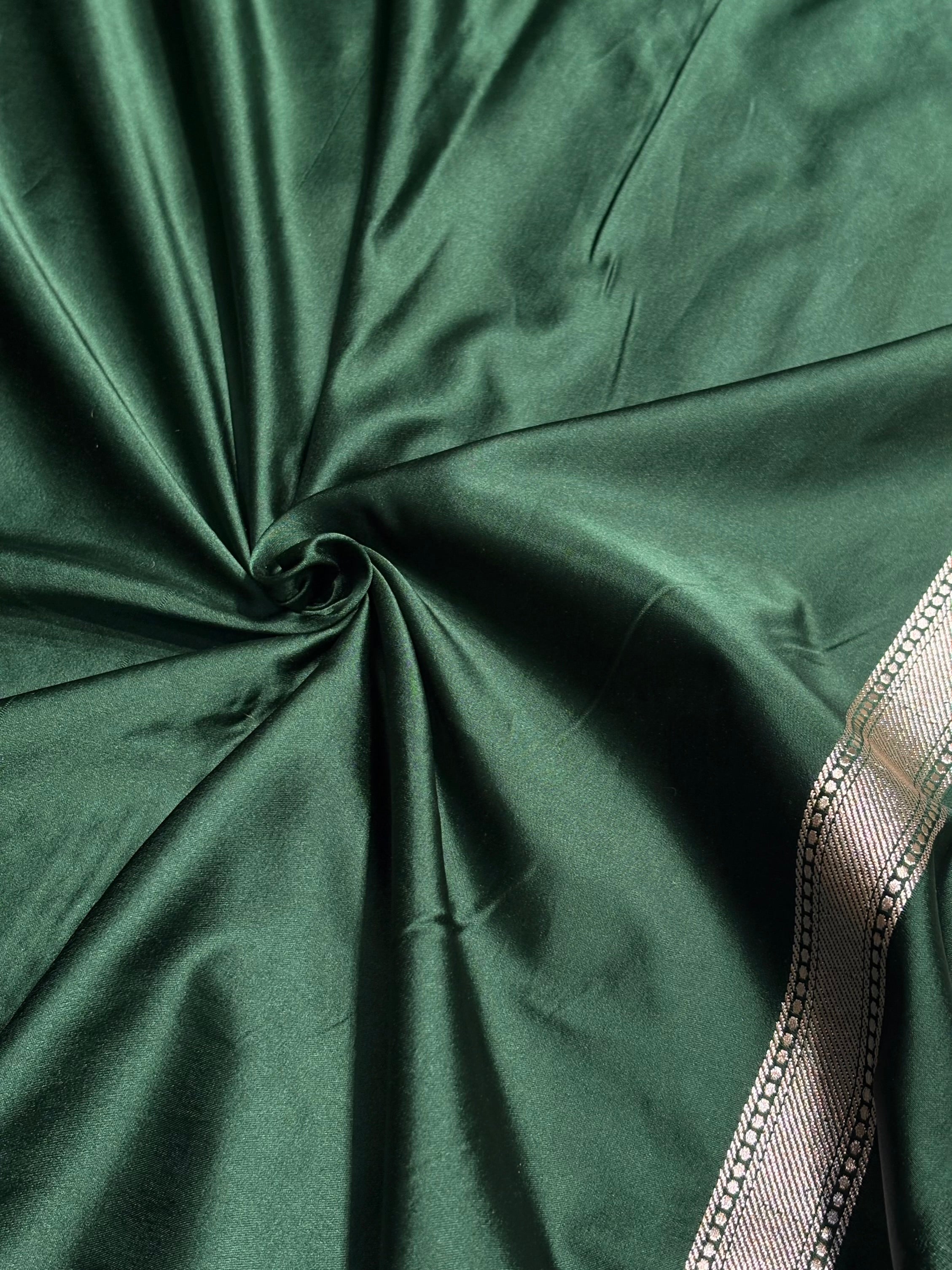 Dark Bottle Green Shades Scallop Mashru Silk Saree MS60