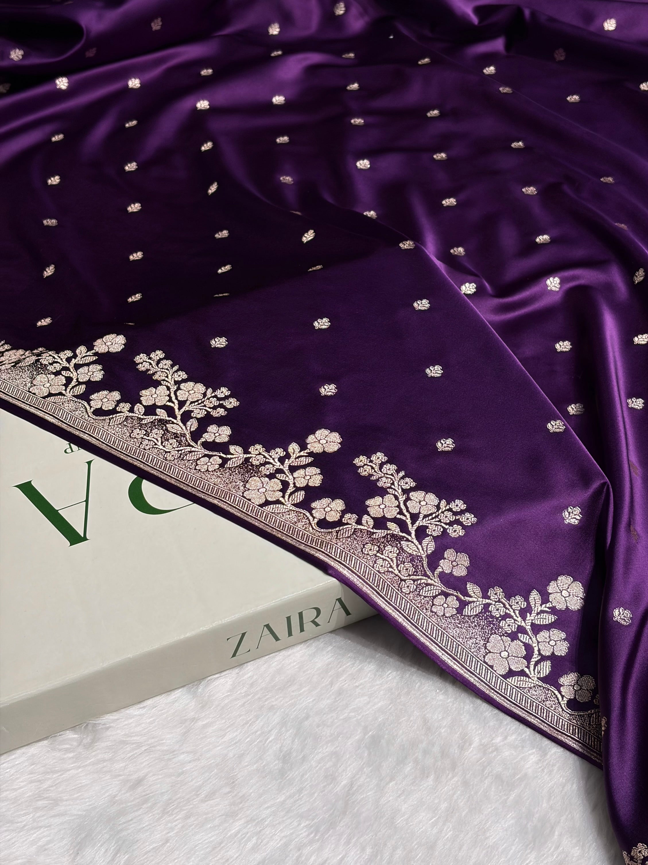 Purple Shades Floral Border Booti Mashru Silk Saree MS75