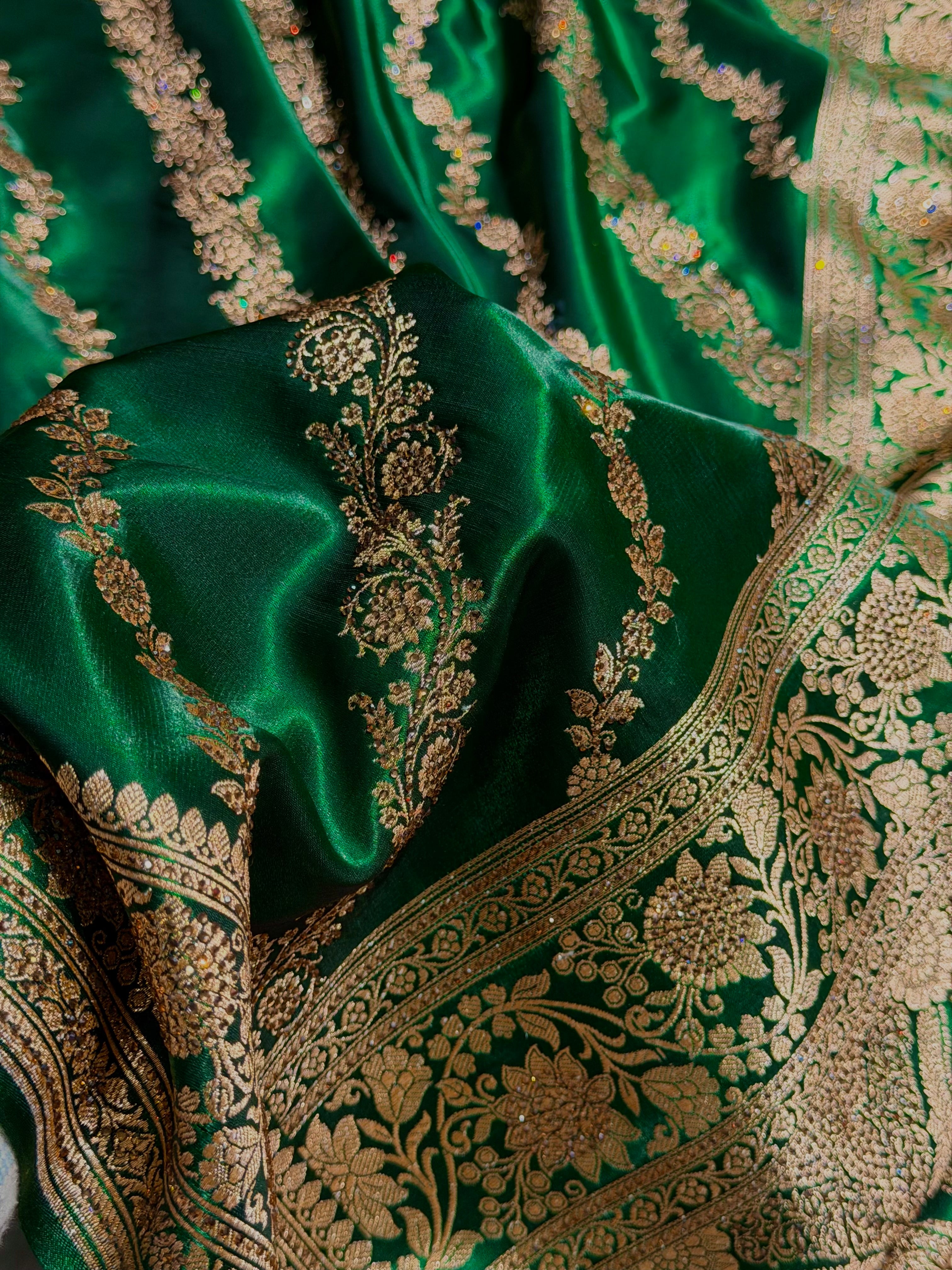 Bottle Green Shades Cross with Swarovski Stone Work BSS-10