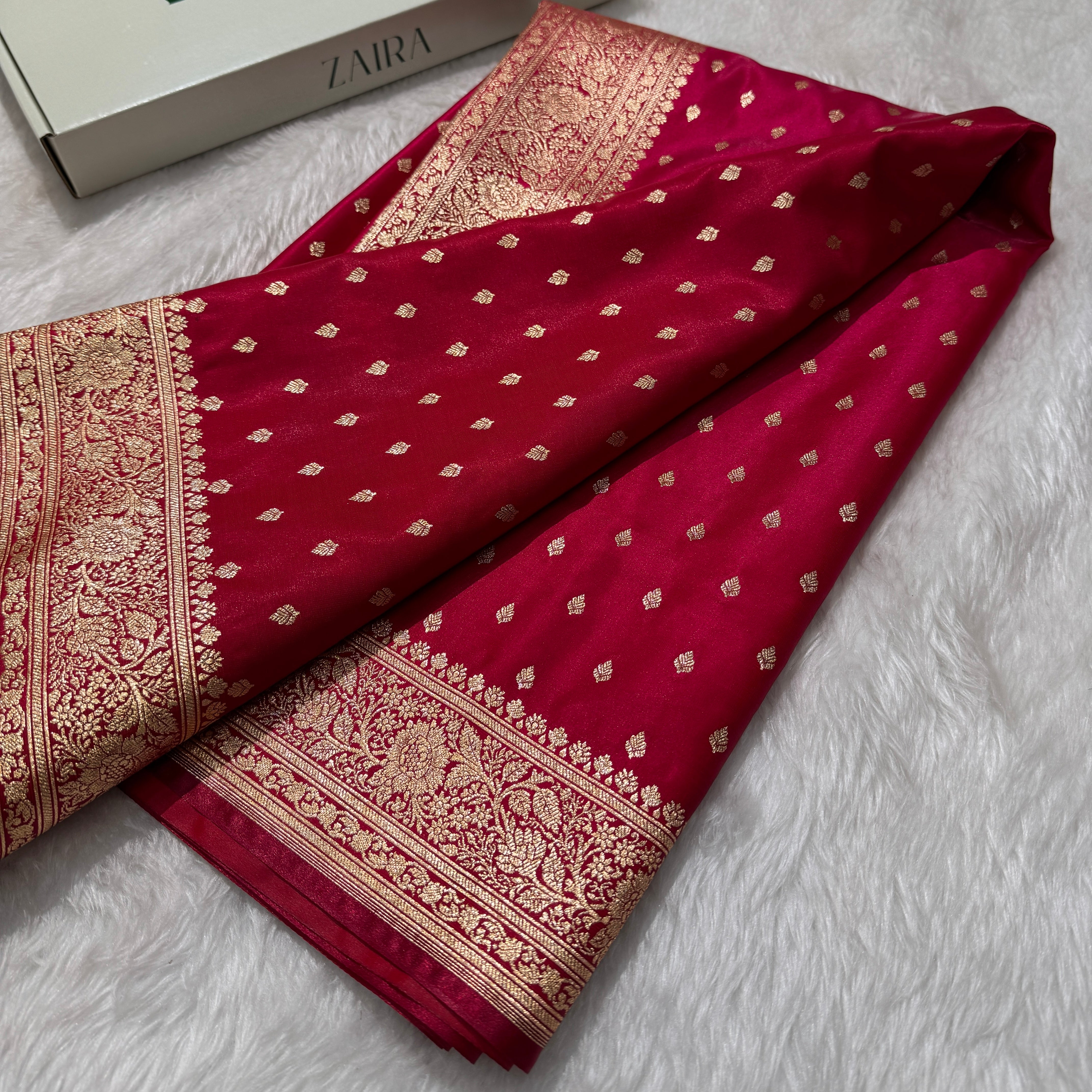 Ultra Light Weight Satin Silk Booti in Reddish Pink Shades SS06