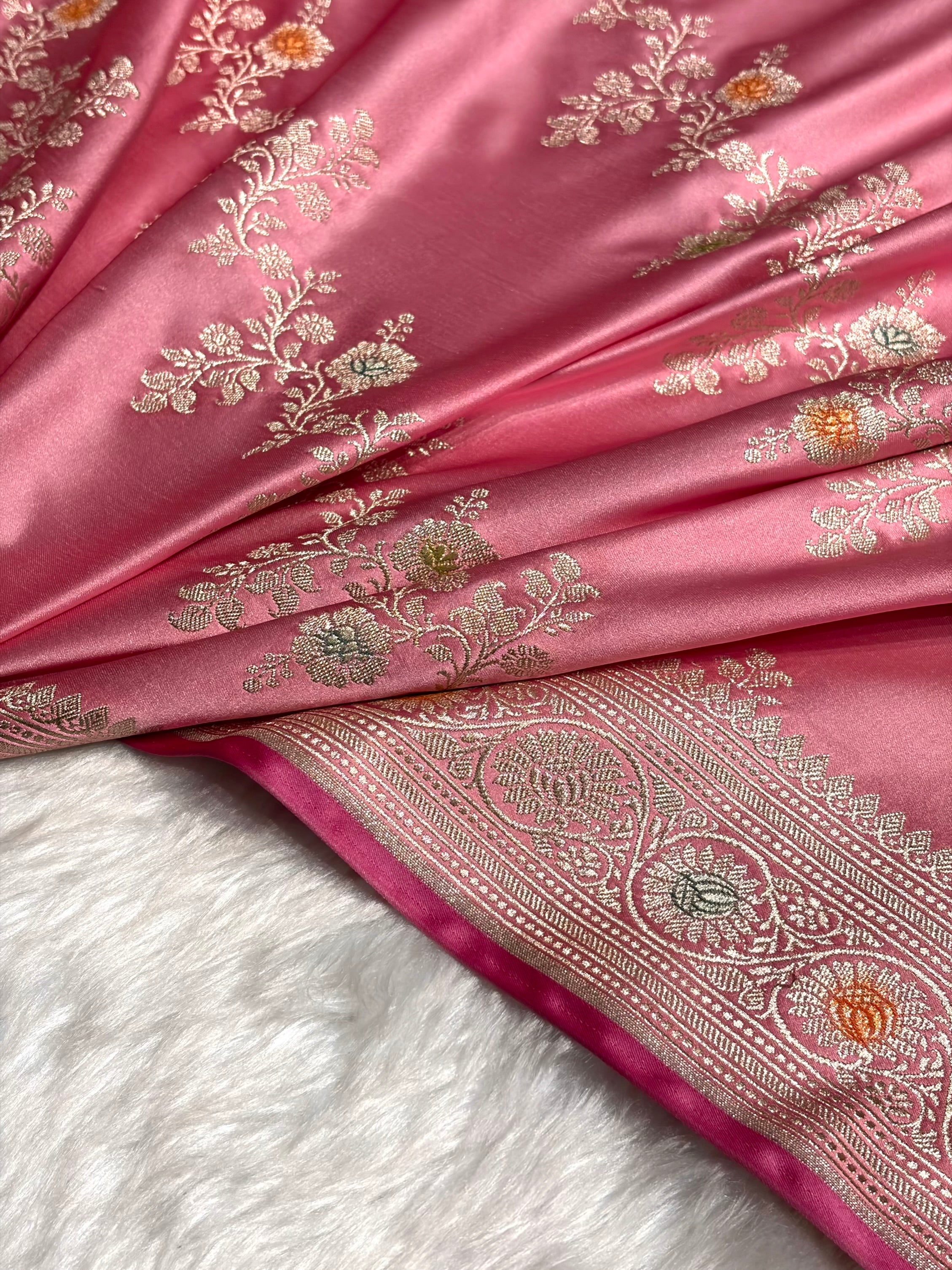 Blush Pink Minakari Banarasi Cross Mashru Silk Saree MS01