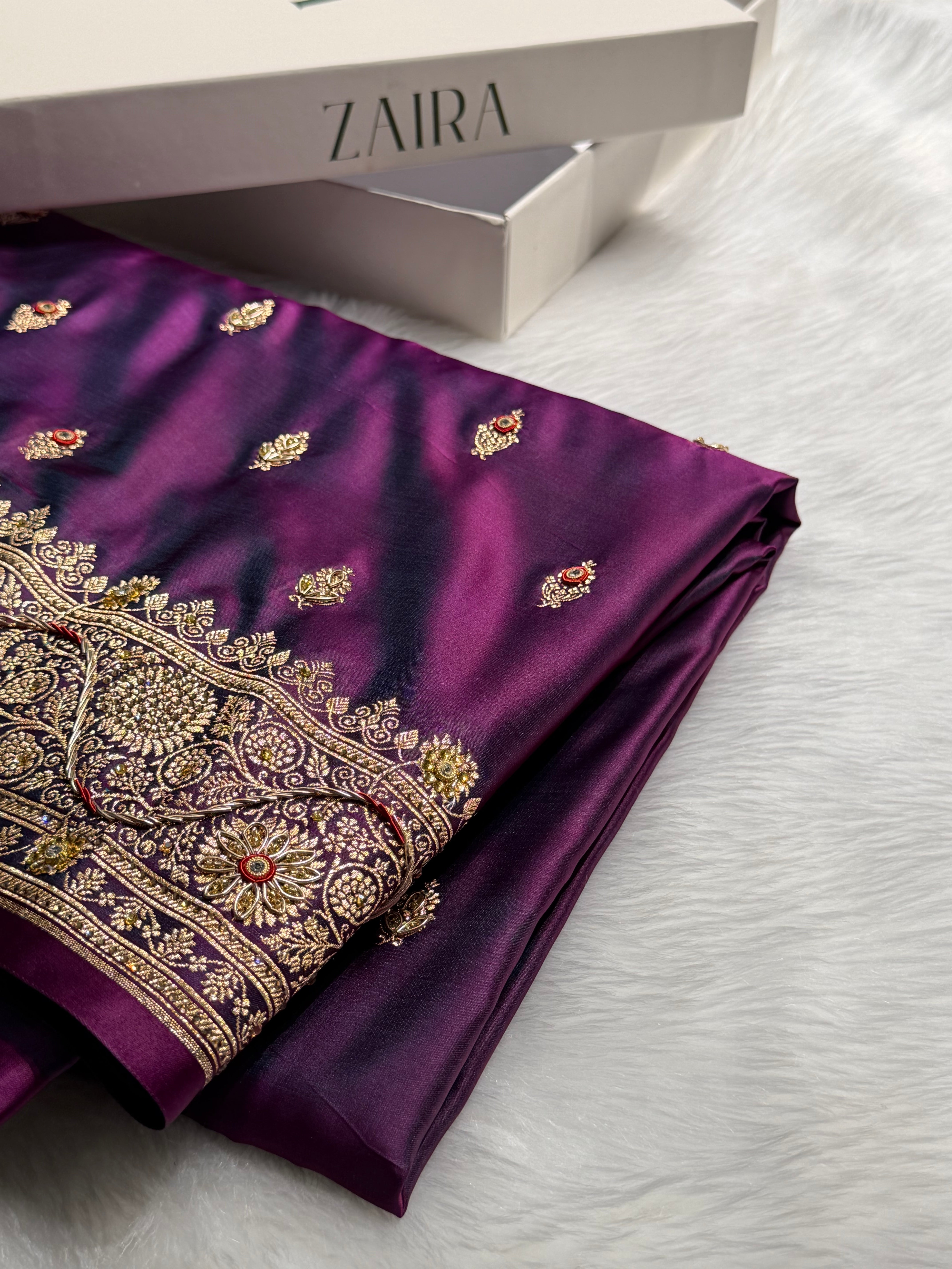Banarasi Wine Satin Katan Silk Saree with Zardozy work BSK82