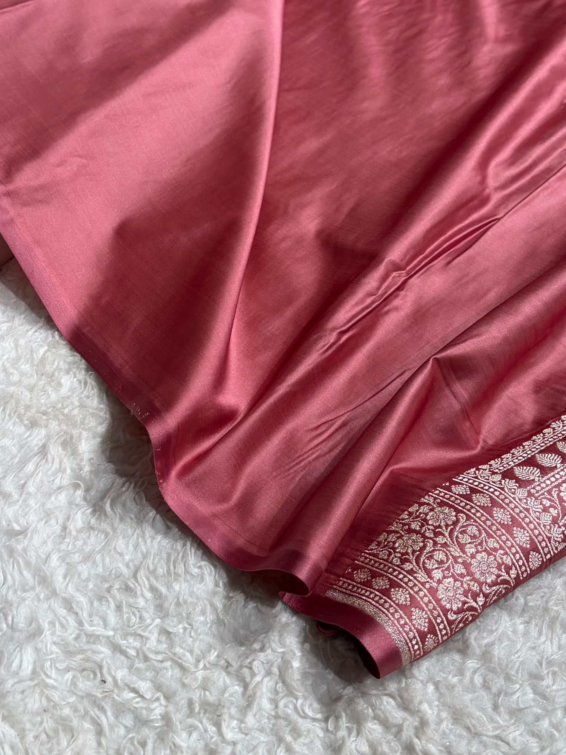 Peach Shades Banarasi With Floral Border Mashru Silk Saree MSM-124