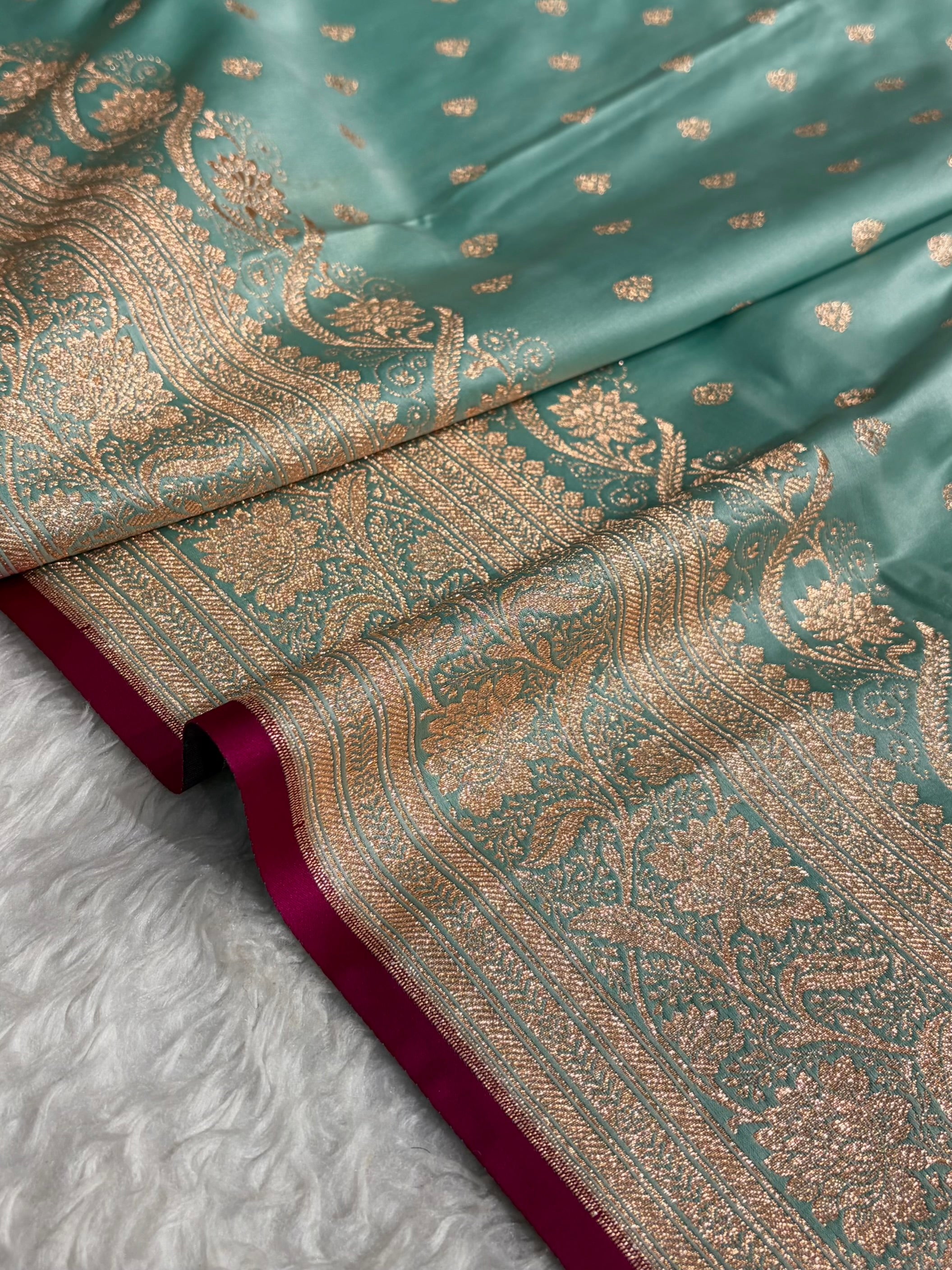 Banarasi Katan Silk Saree In Sea Green Shades SK08