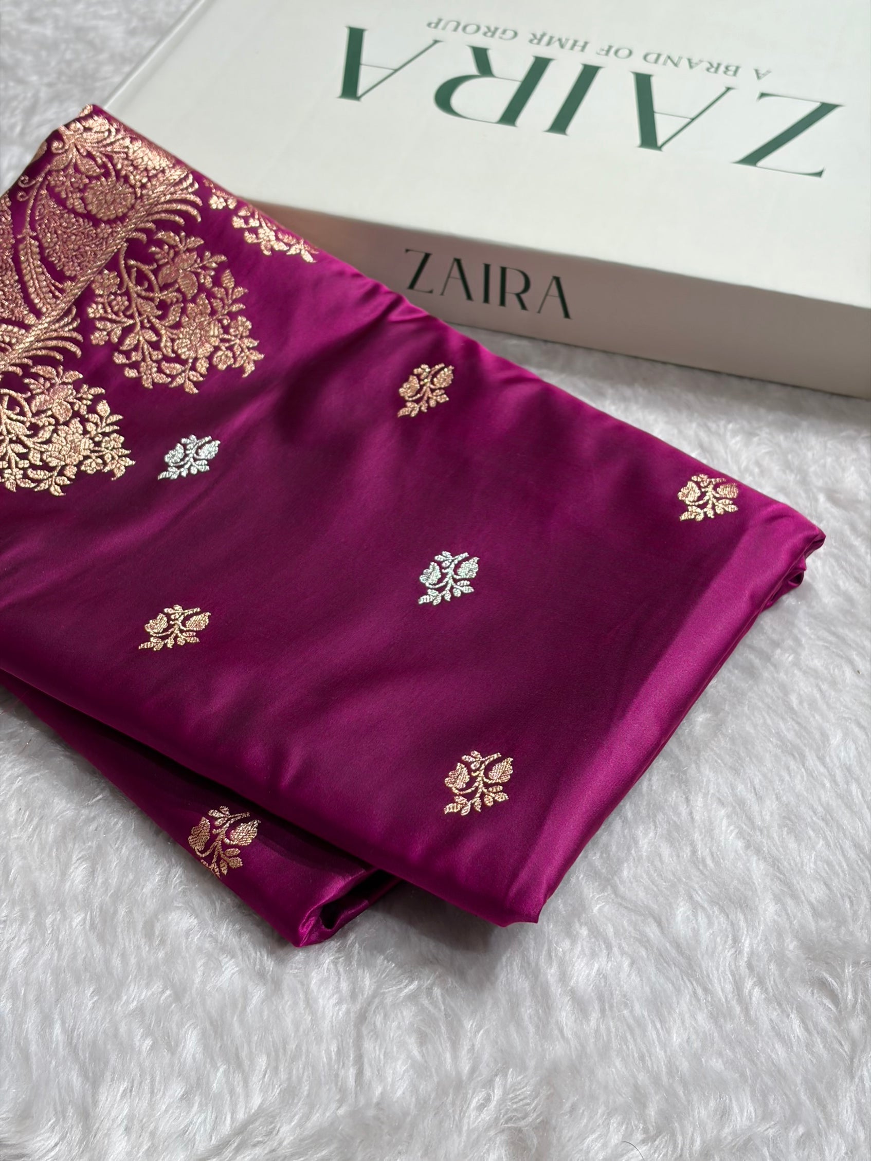 Wine Shades Banarasi With Floral Border Mashru Silk Saree MSM-126