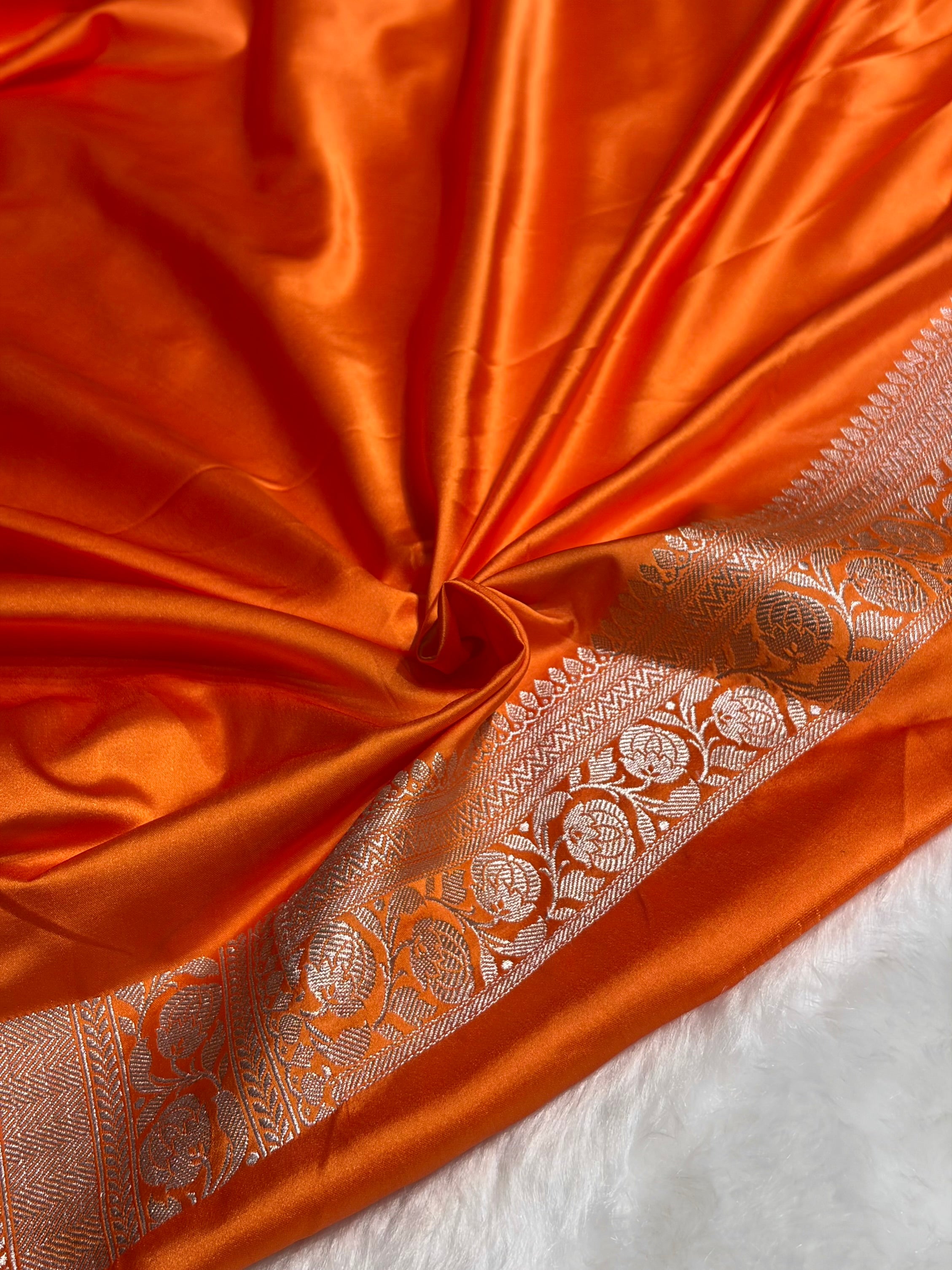 Orange Shades Minakari Boota Mashru Silk Saree MS35