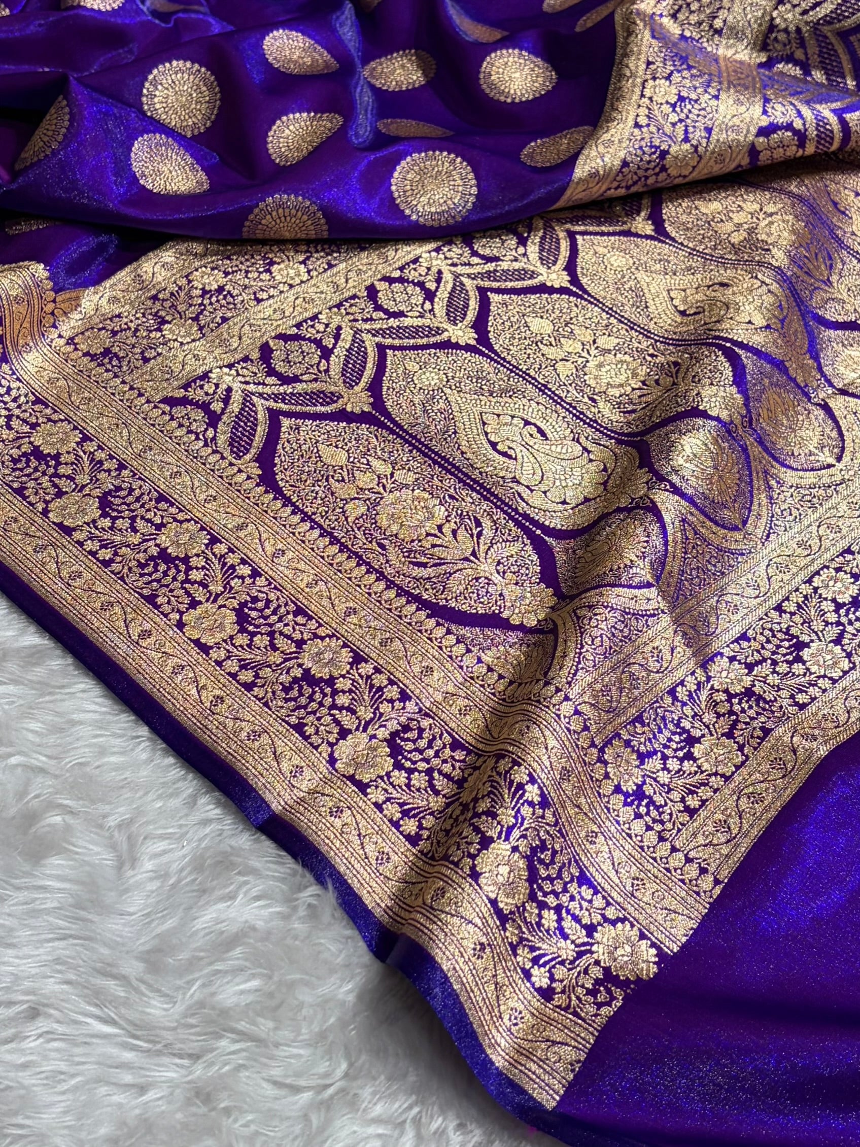 Purple Shades Banarasi Satin Silk Saree SS33