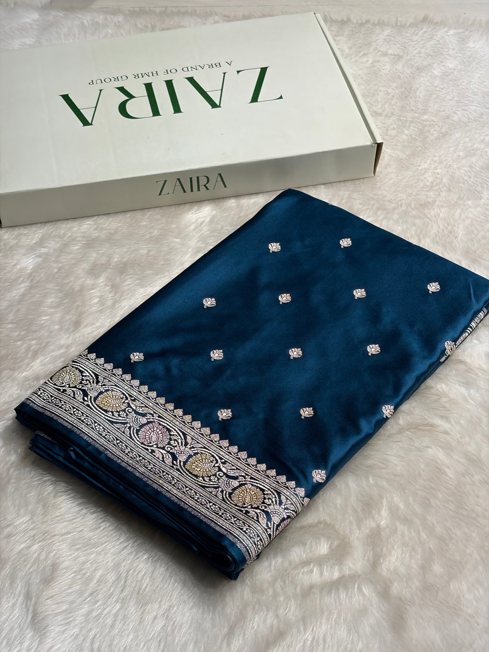 Banarasi German Blue Minakari Booti Mashru Silk Saree MS10