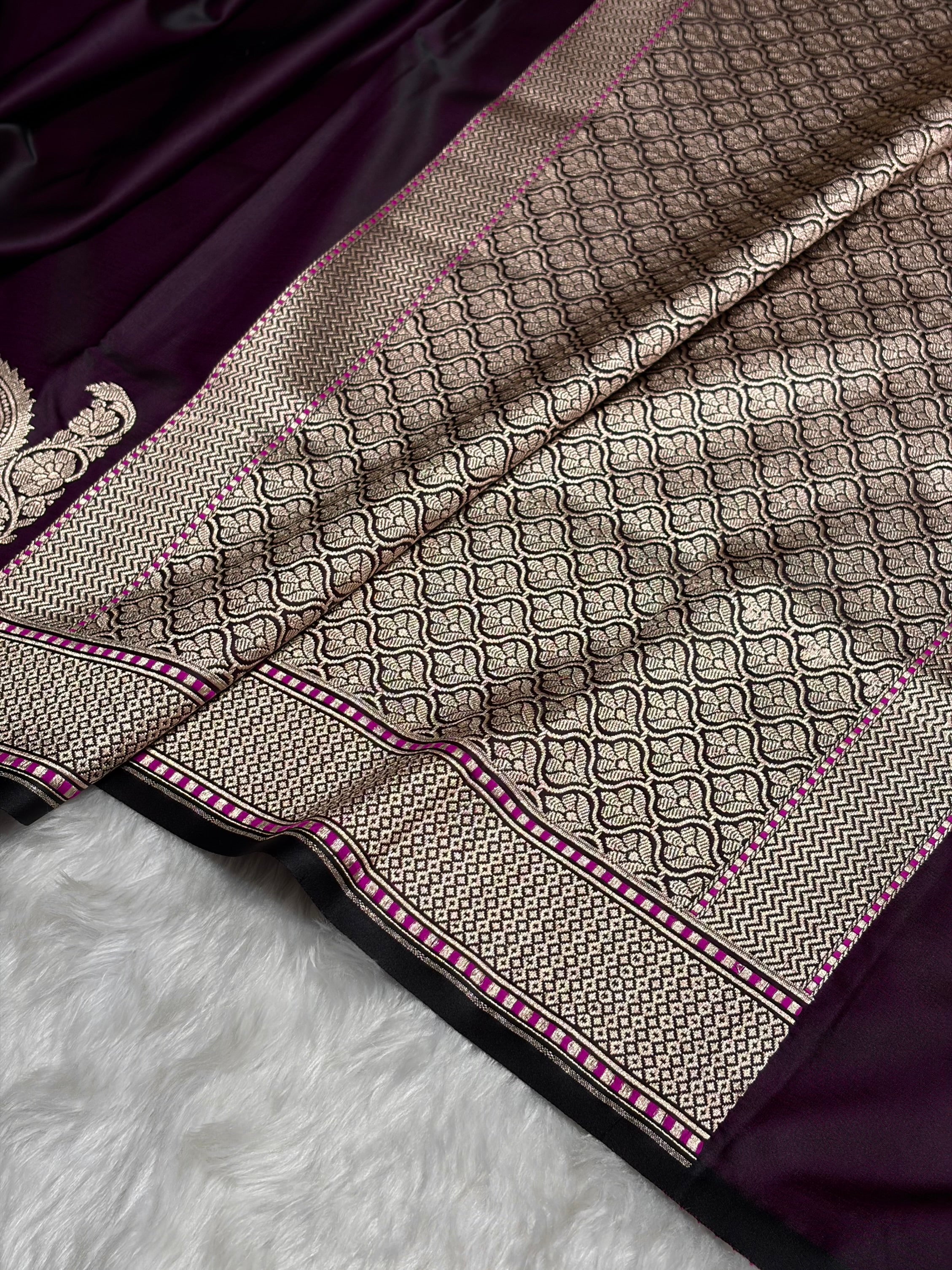 Plain Mashru with Dark Magenta Cross Shades MSM-51