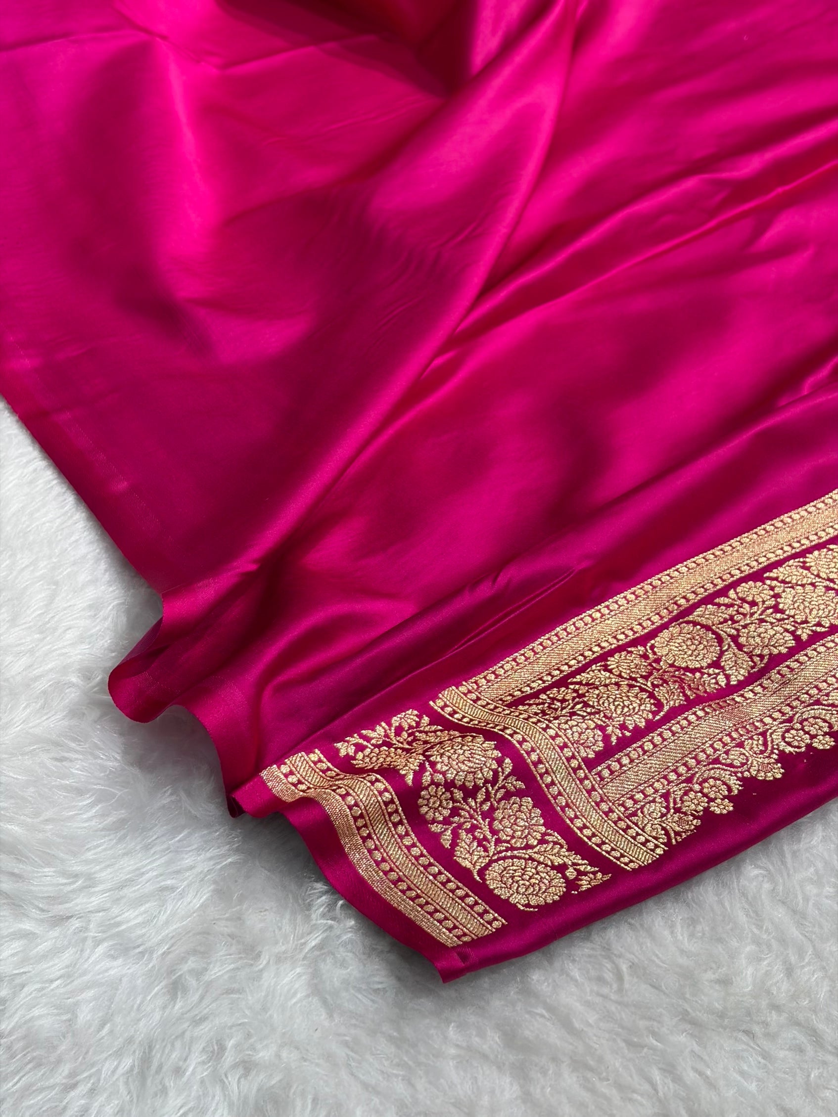 Banarasi Satin Katan Saree in Rani Shades SK91