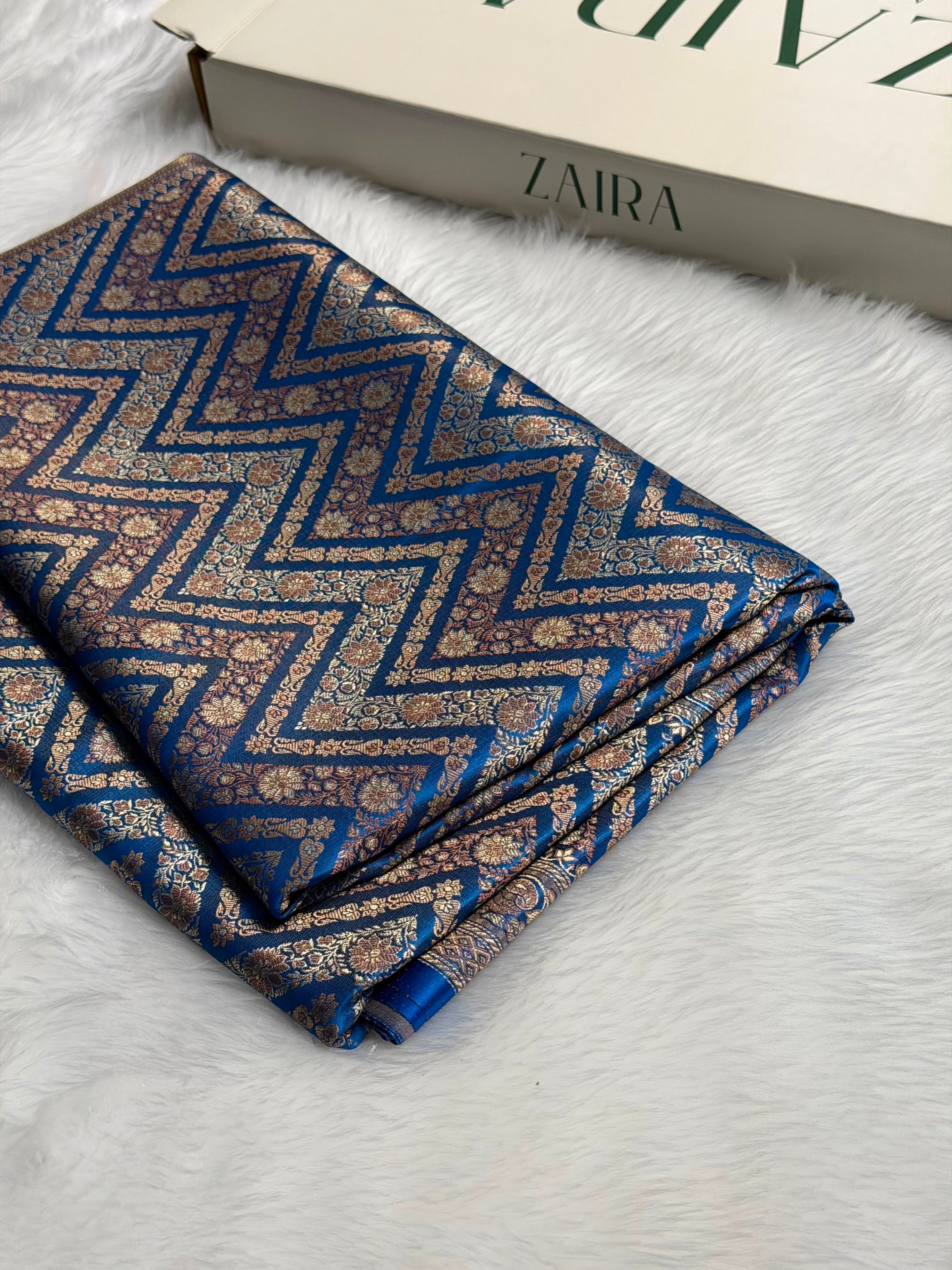 Firozi Jamawar Tanchoi With Minakari Jaal Katan Silk Saree SKTM-26