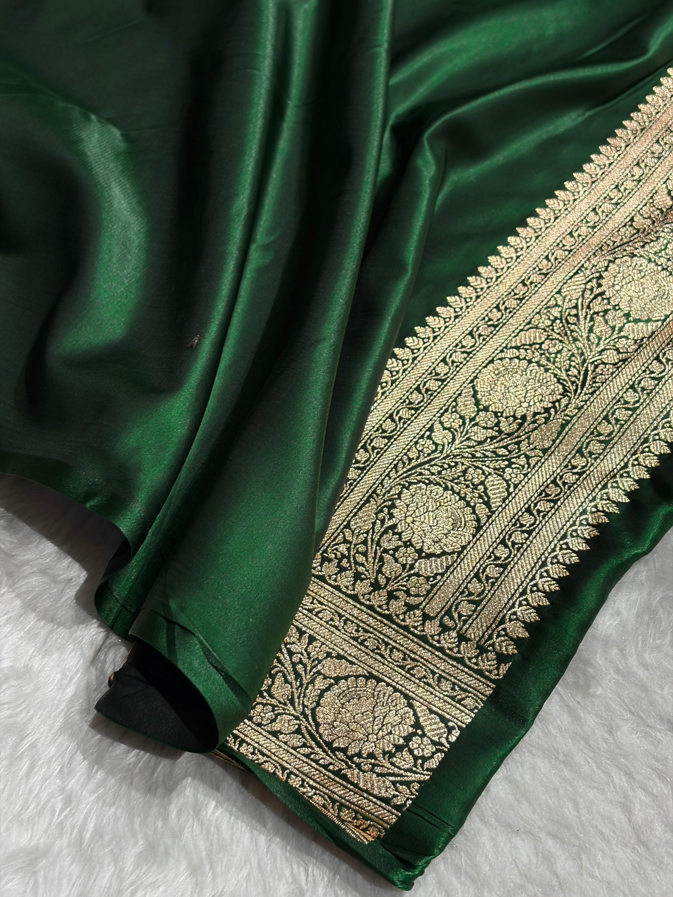 Satin Silk Cross Pattern in Bottle Green Shades SS37