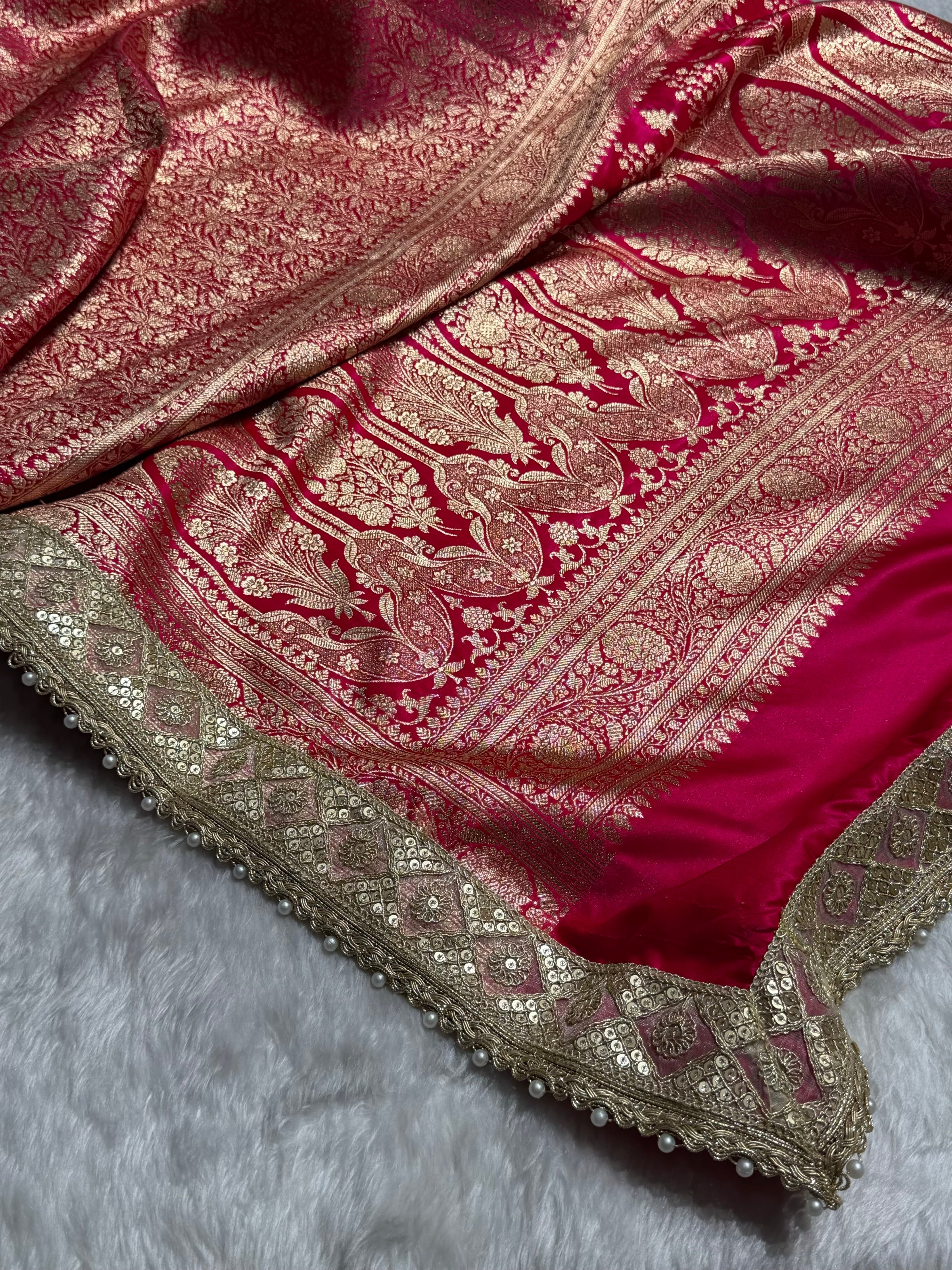 Rani Shades Brocket With Gotta Patti Satin Silk Saree Banarasi Saree Shades SSGP30