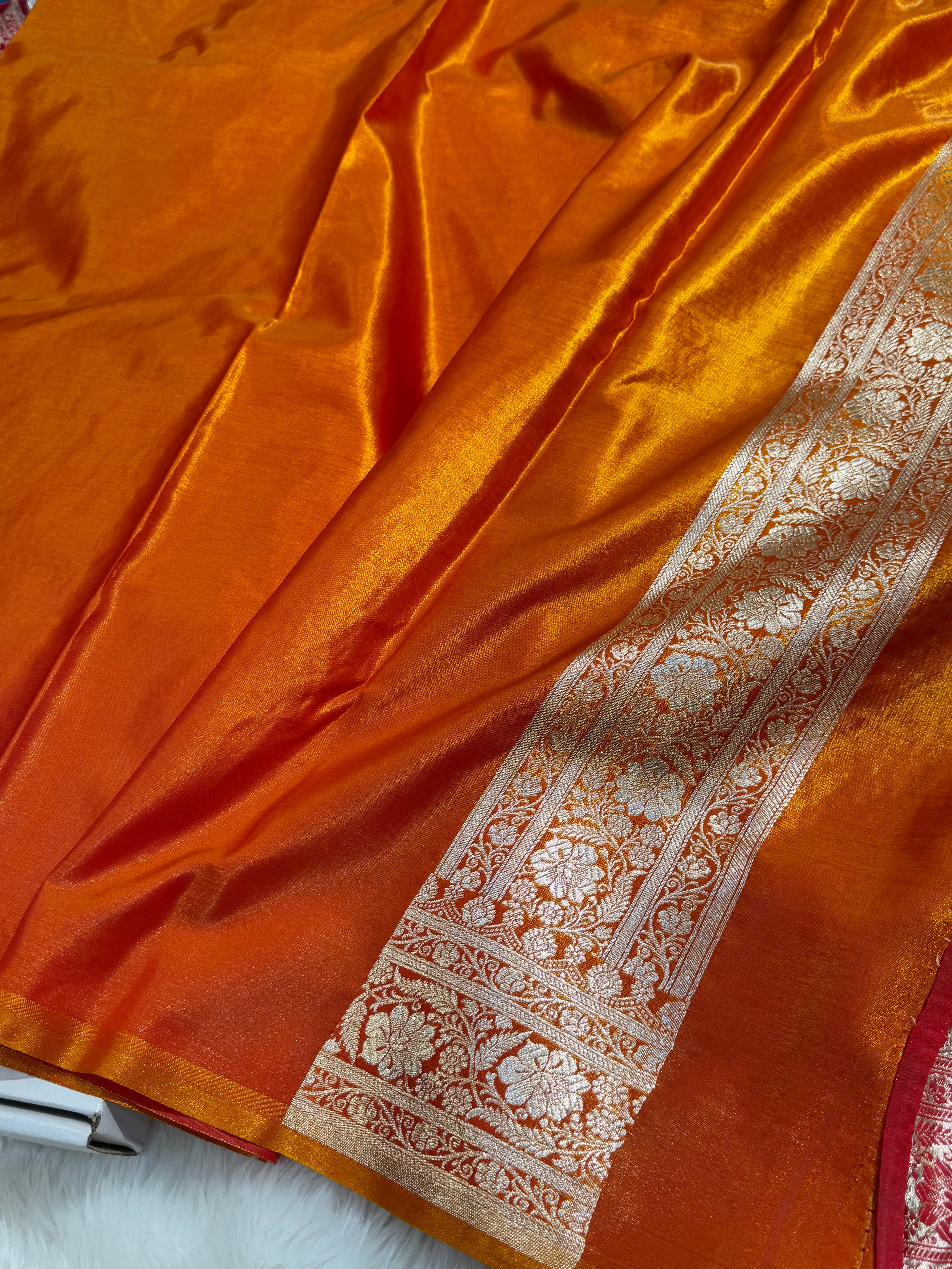 Light Wight Satin Silk Jaal in Fire Gold Shades SS17