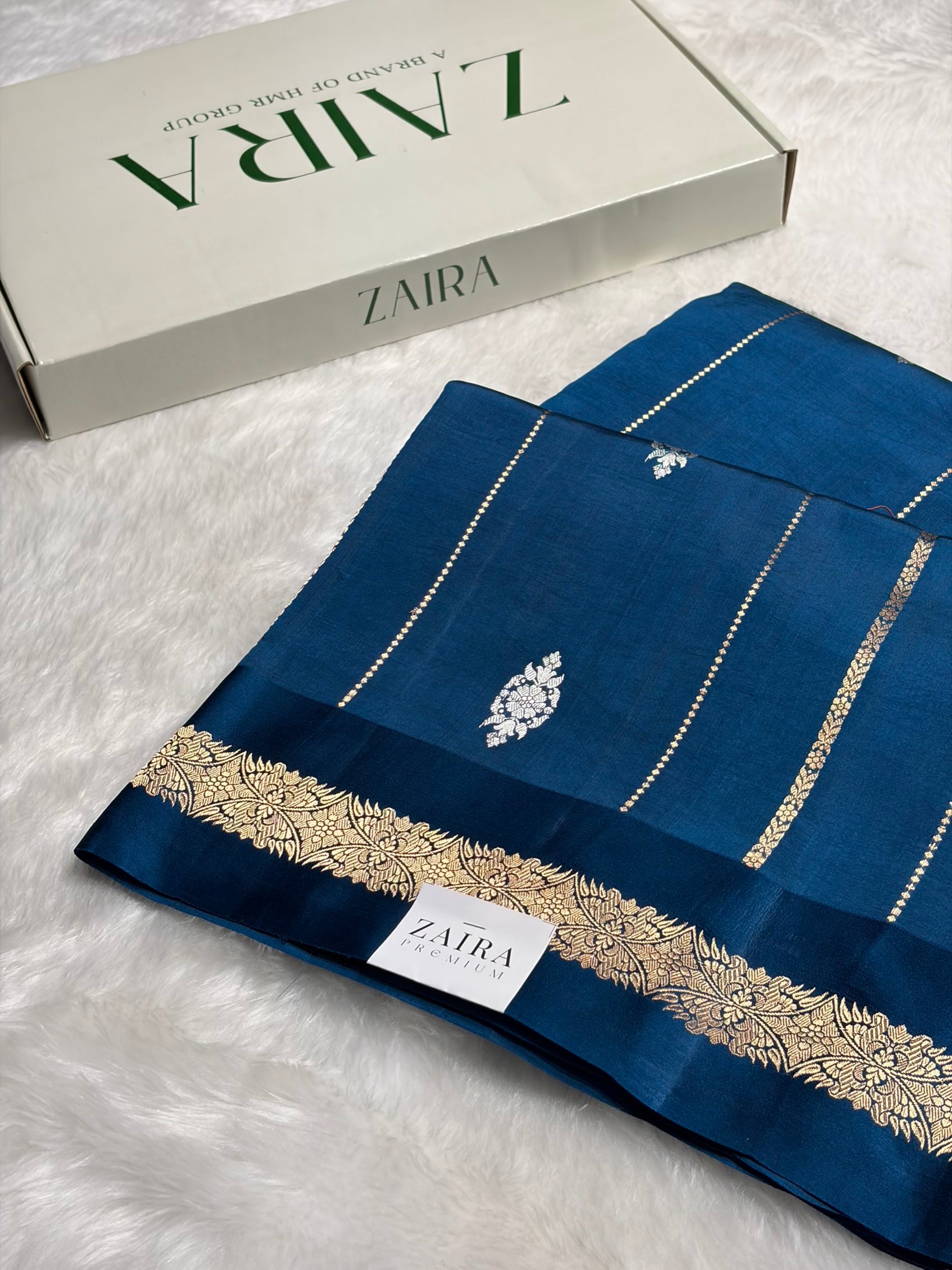 German Blue Shades Boota Handwoven Pure Katan Raw Mango Silk RM-37