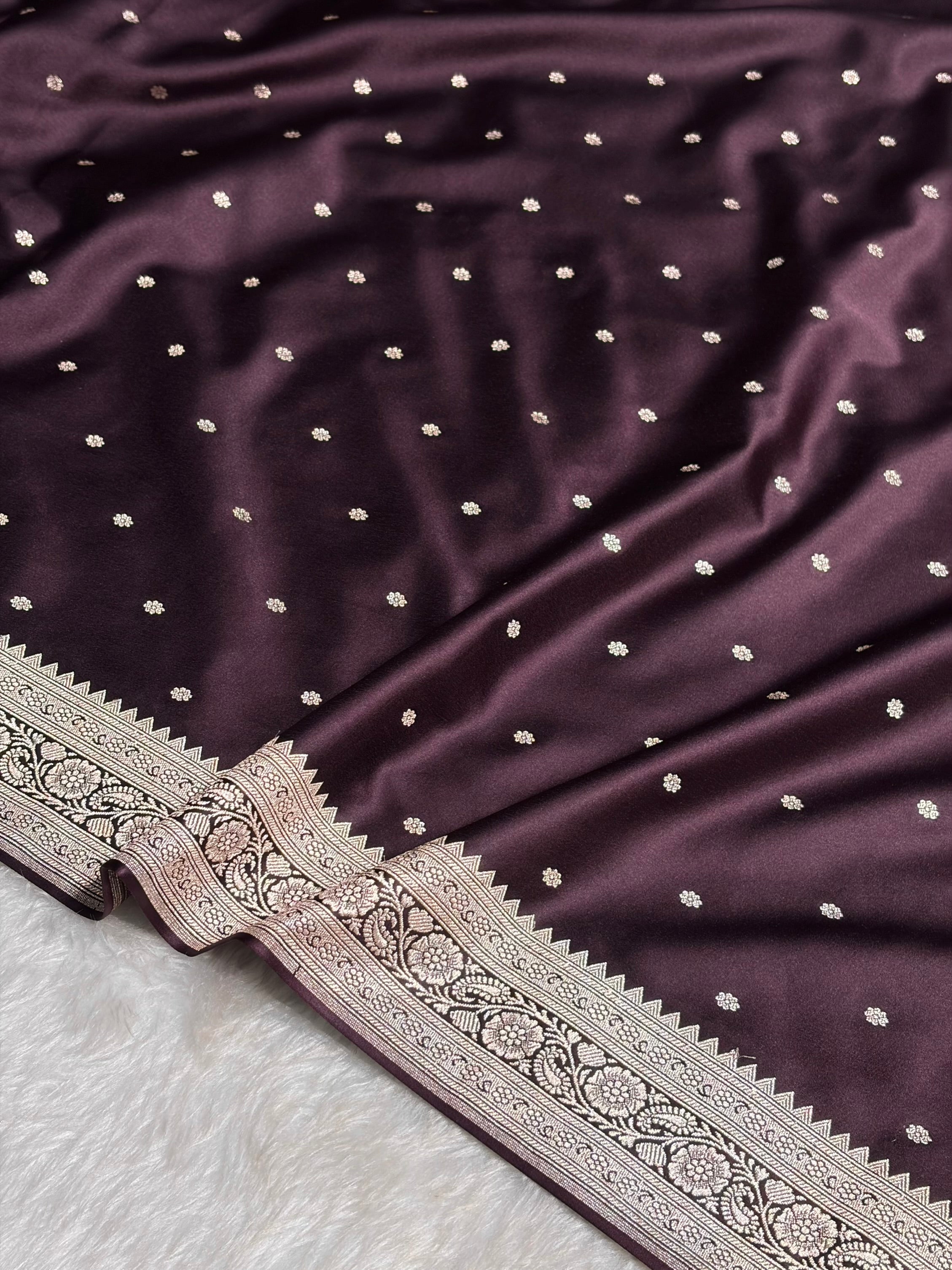 Dark Wine shade Booti Mashru Silk Saree MS26