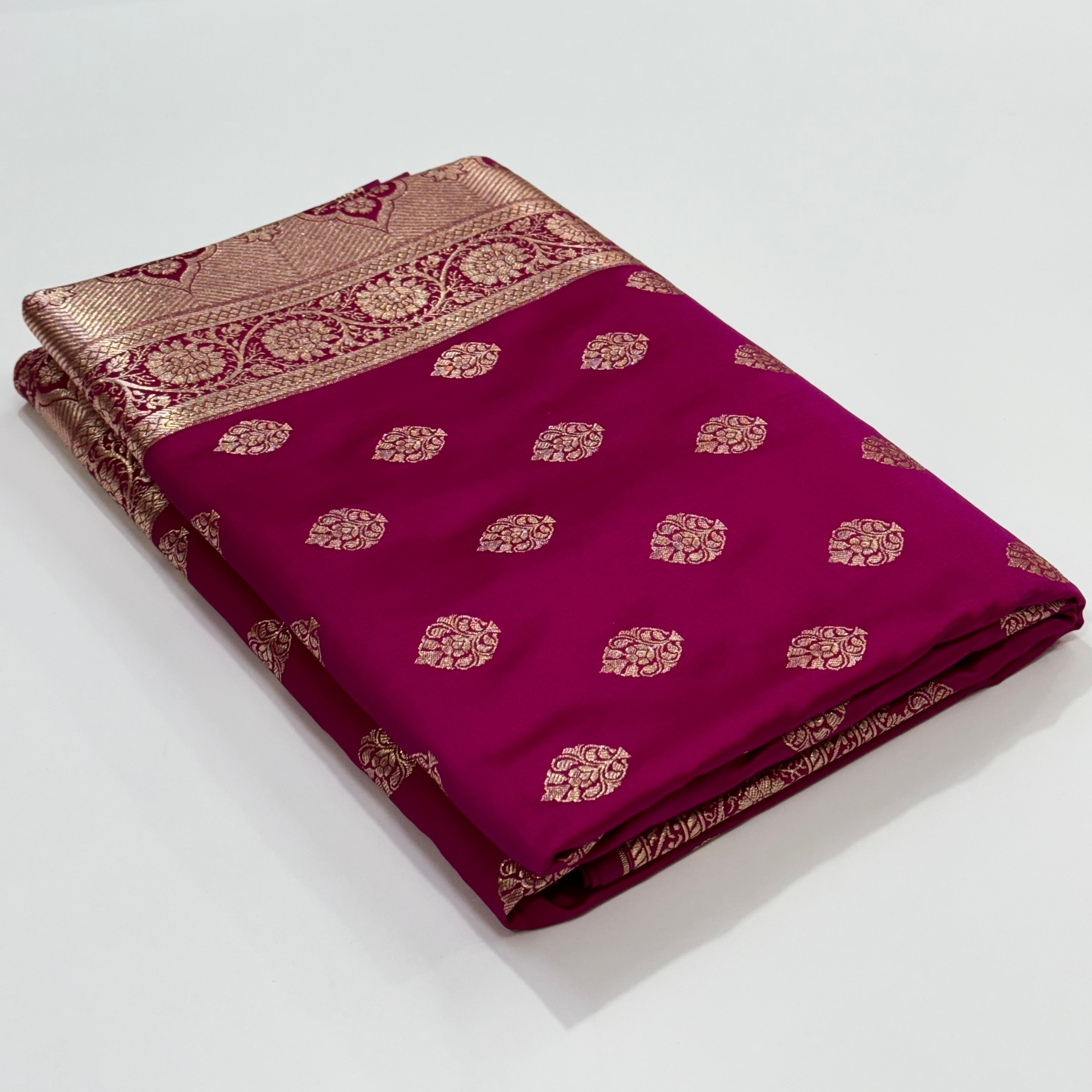 Boota Katan Silk Saree In Rani Shades SK02