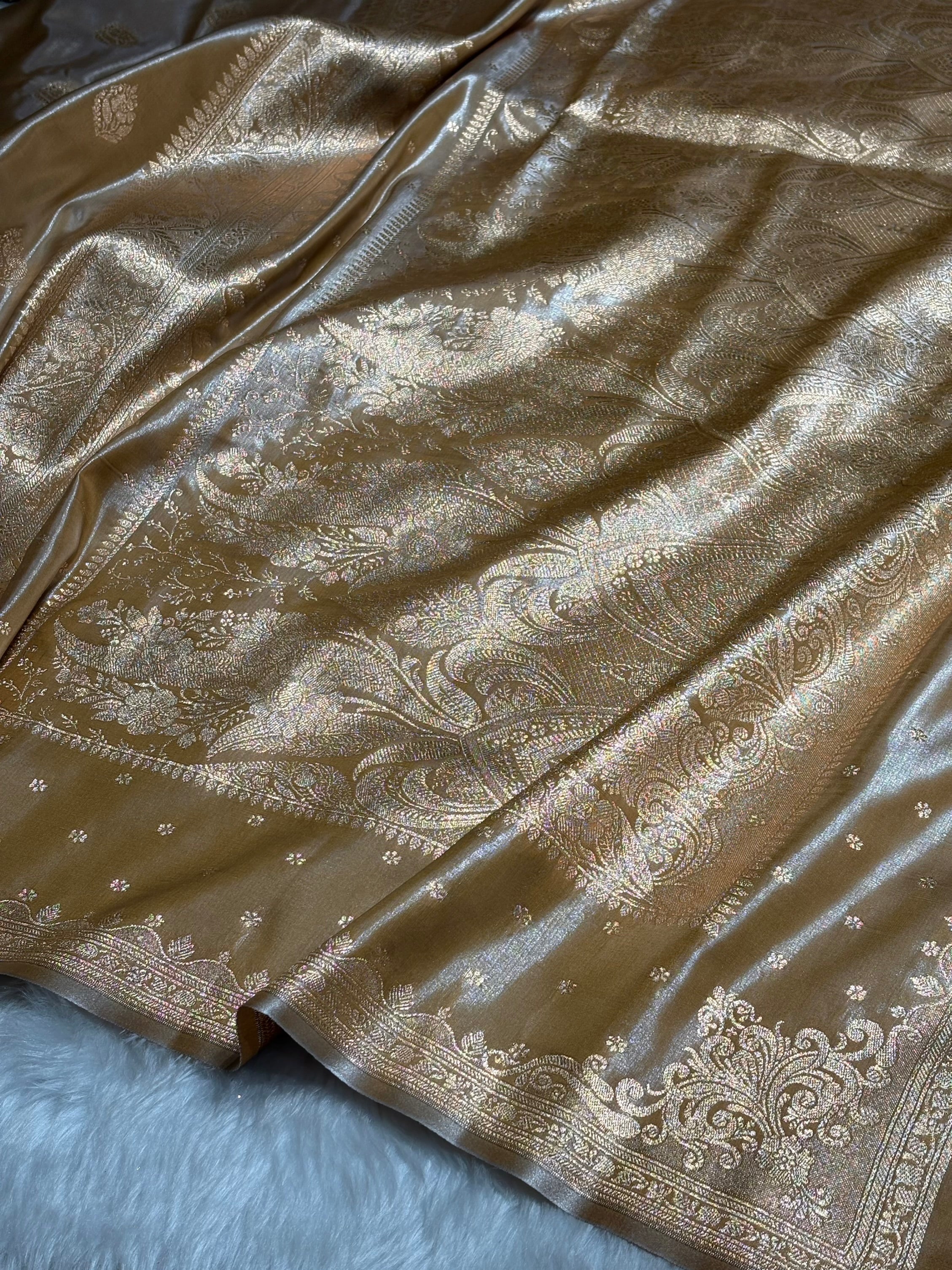 Satin Silk Saree Booti Motif in Tusser Shades SS20