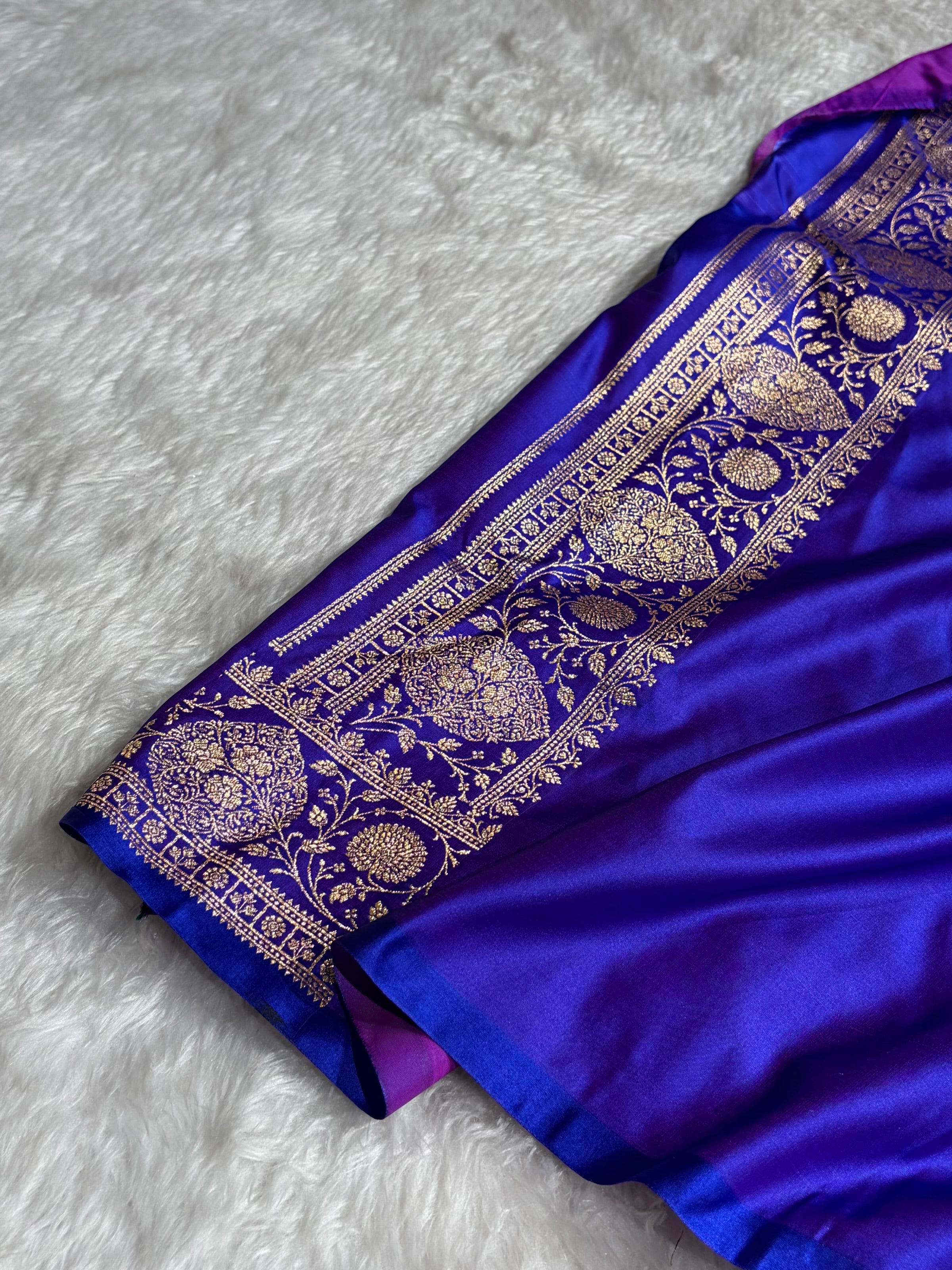 Banarasi Satin Katan Saree With Boota in Royal Purple Shades SK98