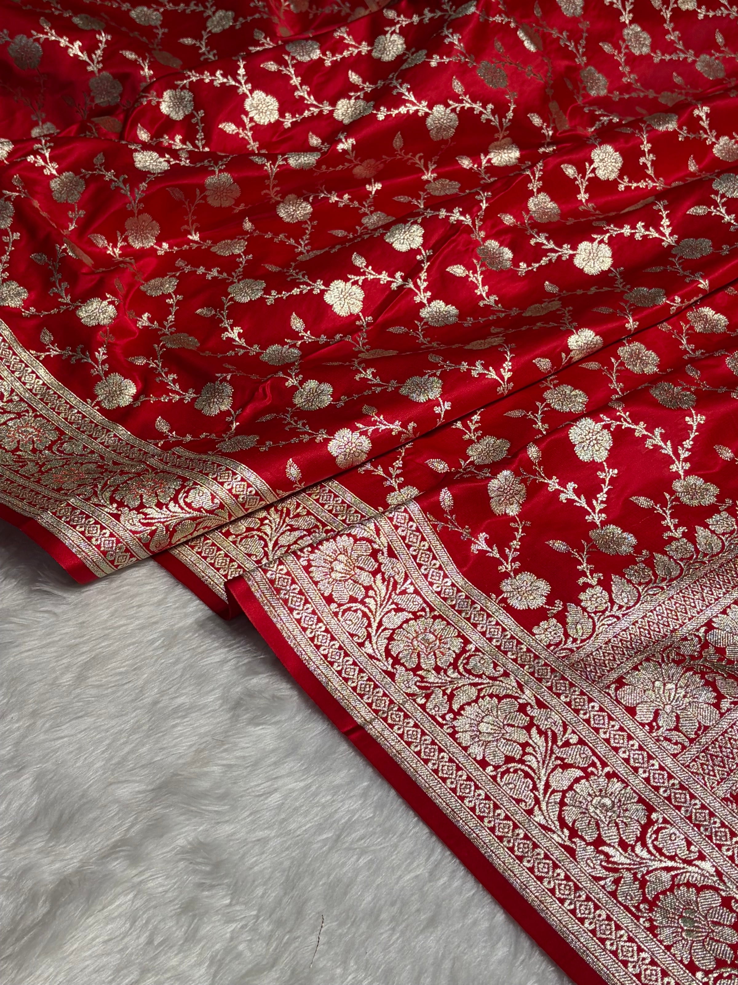 Red Jaal katan Silk Saree SK18