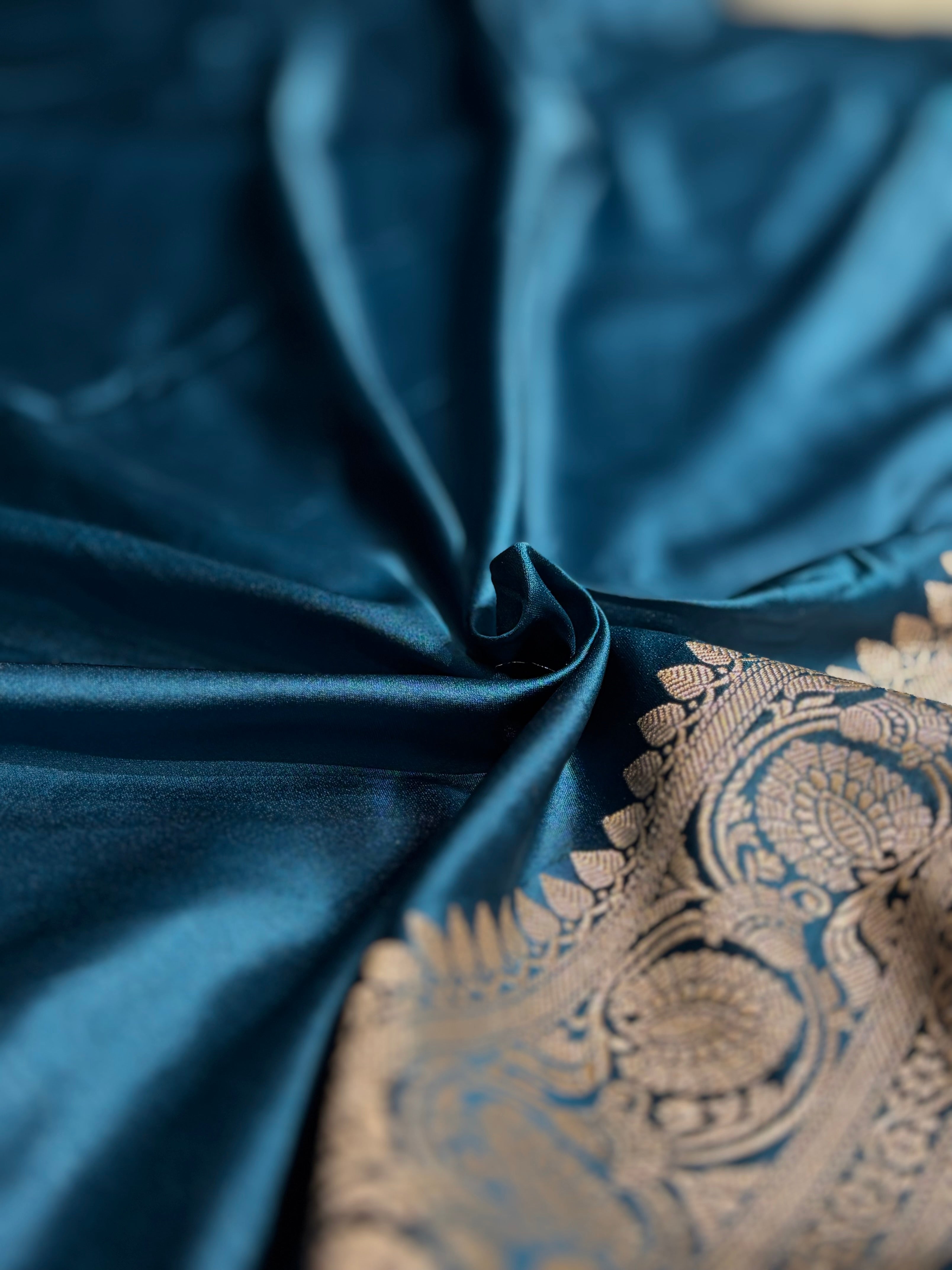 Banarasi German Blue Minakari Booti Mashru Silk Saree MS10