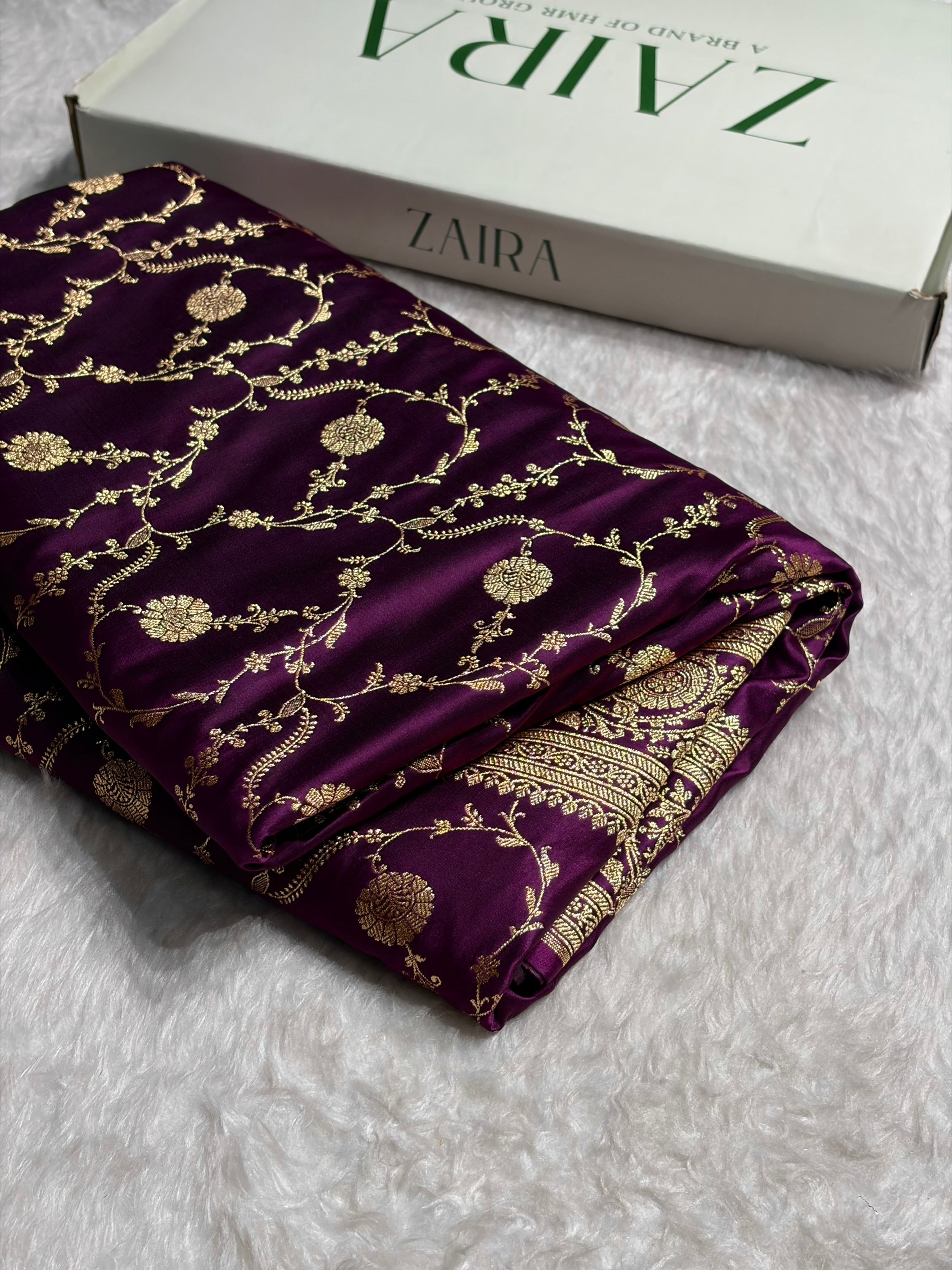 Banarasi Satin Katan Saree in Jaal Pattern Wine Shades SK86