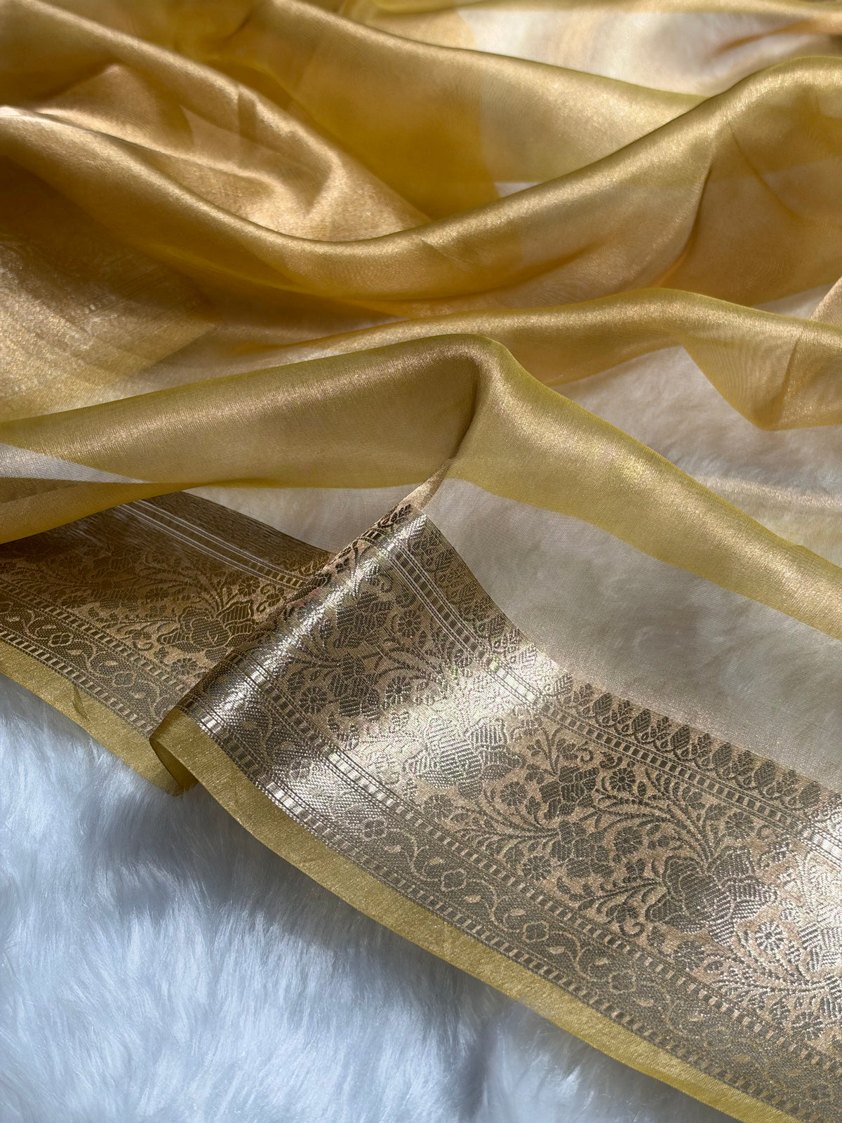 Banarasi Lemon Shades Pure Tissue Silk Saree PT-61