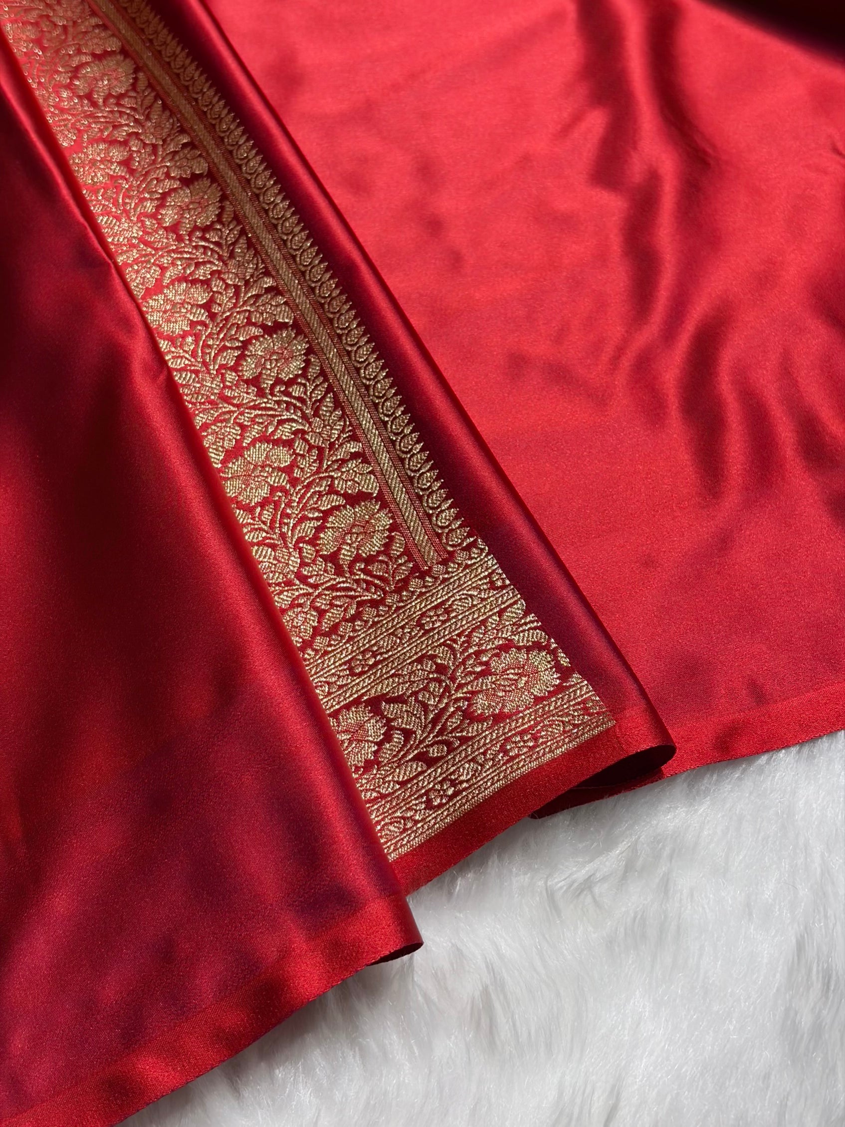 Magentc Red Booti Pattern Satin Katan Silk Saree SK65