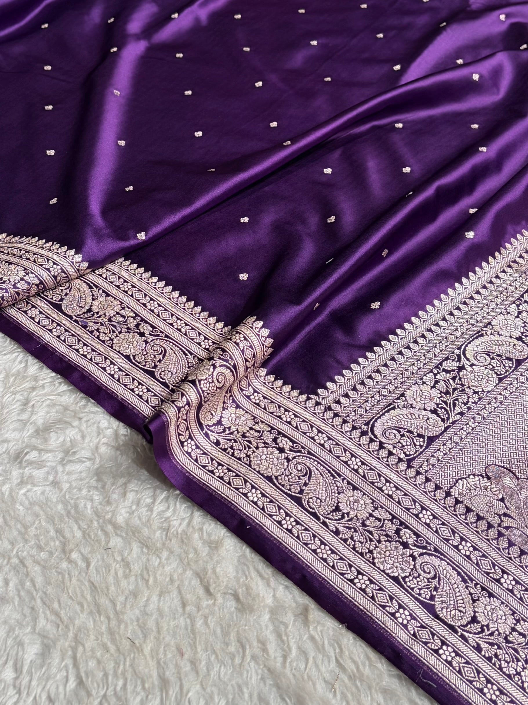 Banarasi Purple Shades Floral Mashru Silk Saree MS64