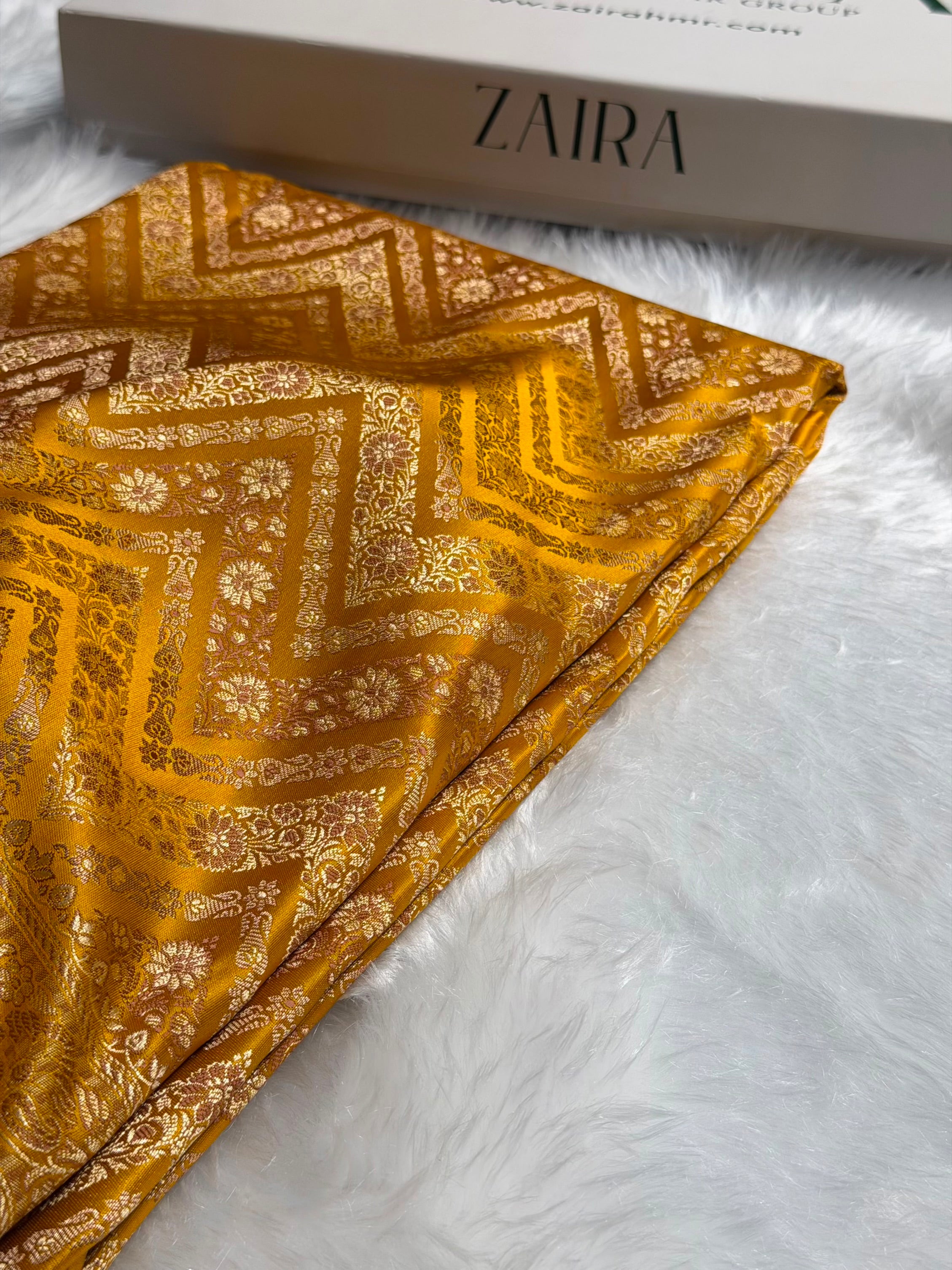 Mustard Jamawar Tanchoi With Minakari Jaal Katan Silk Saree SKTM-26
