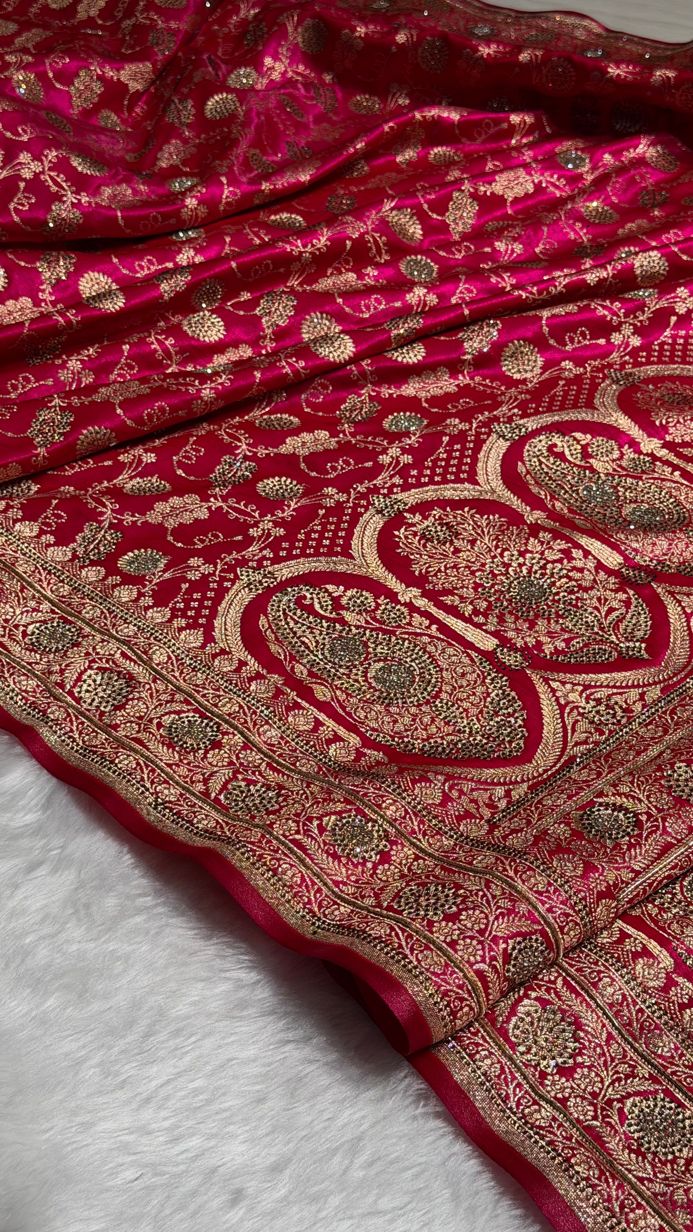 Rani Satin Silk Jaal with Swavroski Work BSS17