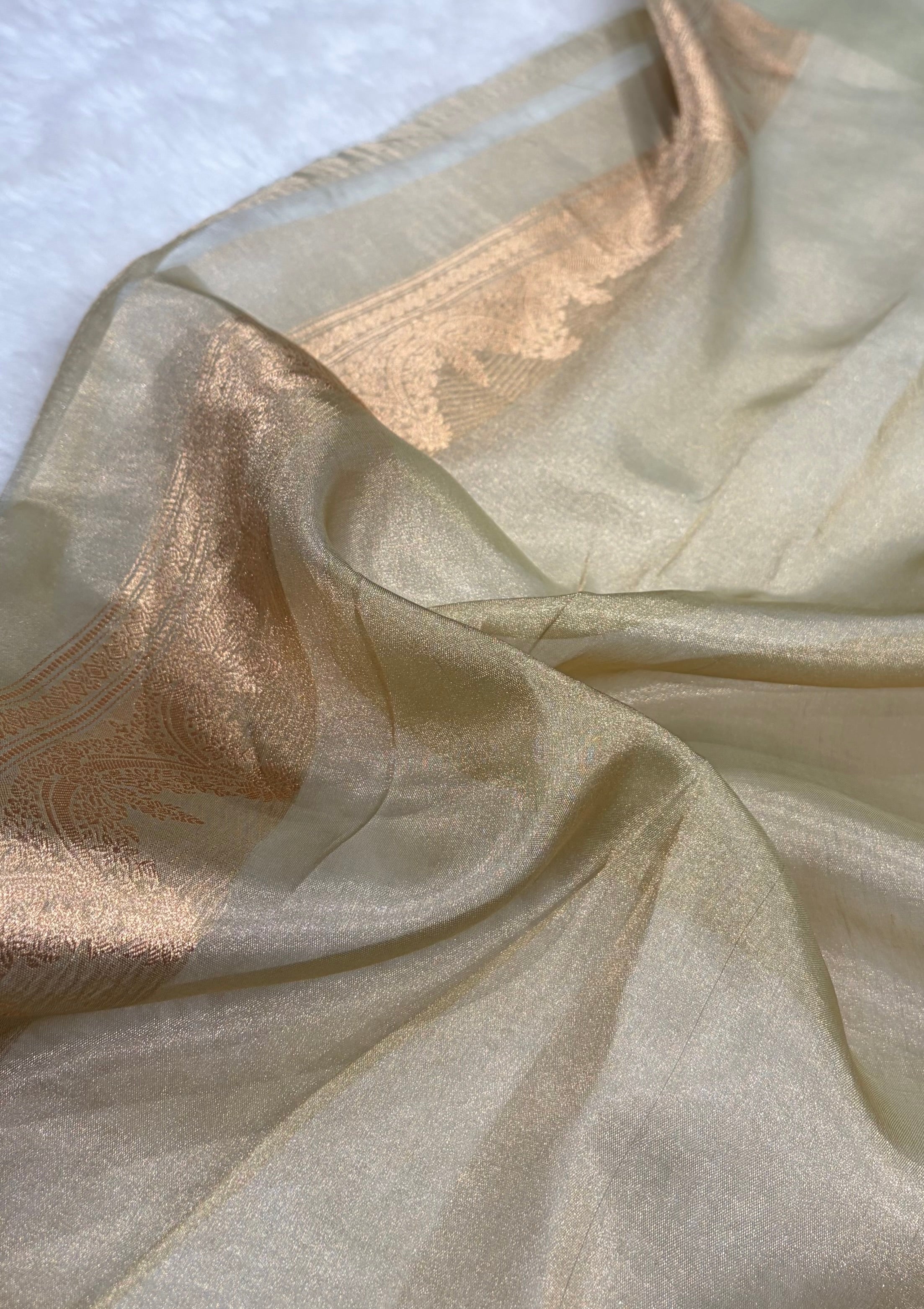 Tusser Bananasi Floral Shades Pure Tissue Silk Saree PT-48