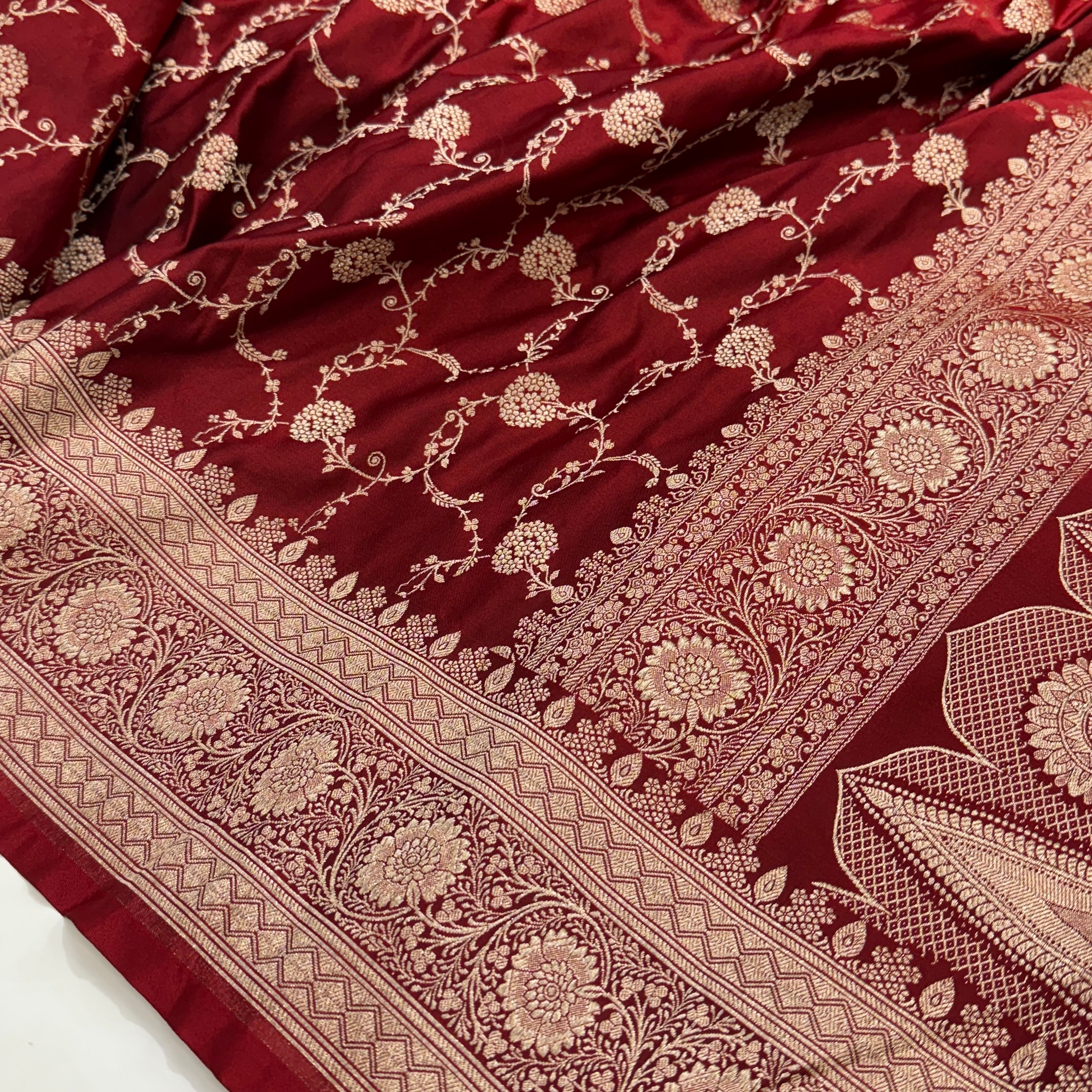 New Mahroon Jaal Mashru Silk Saree for Festive Seasons