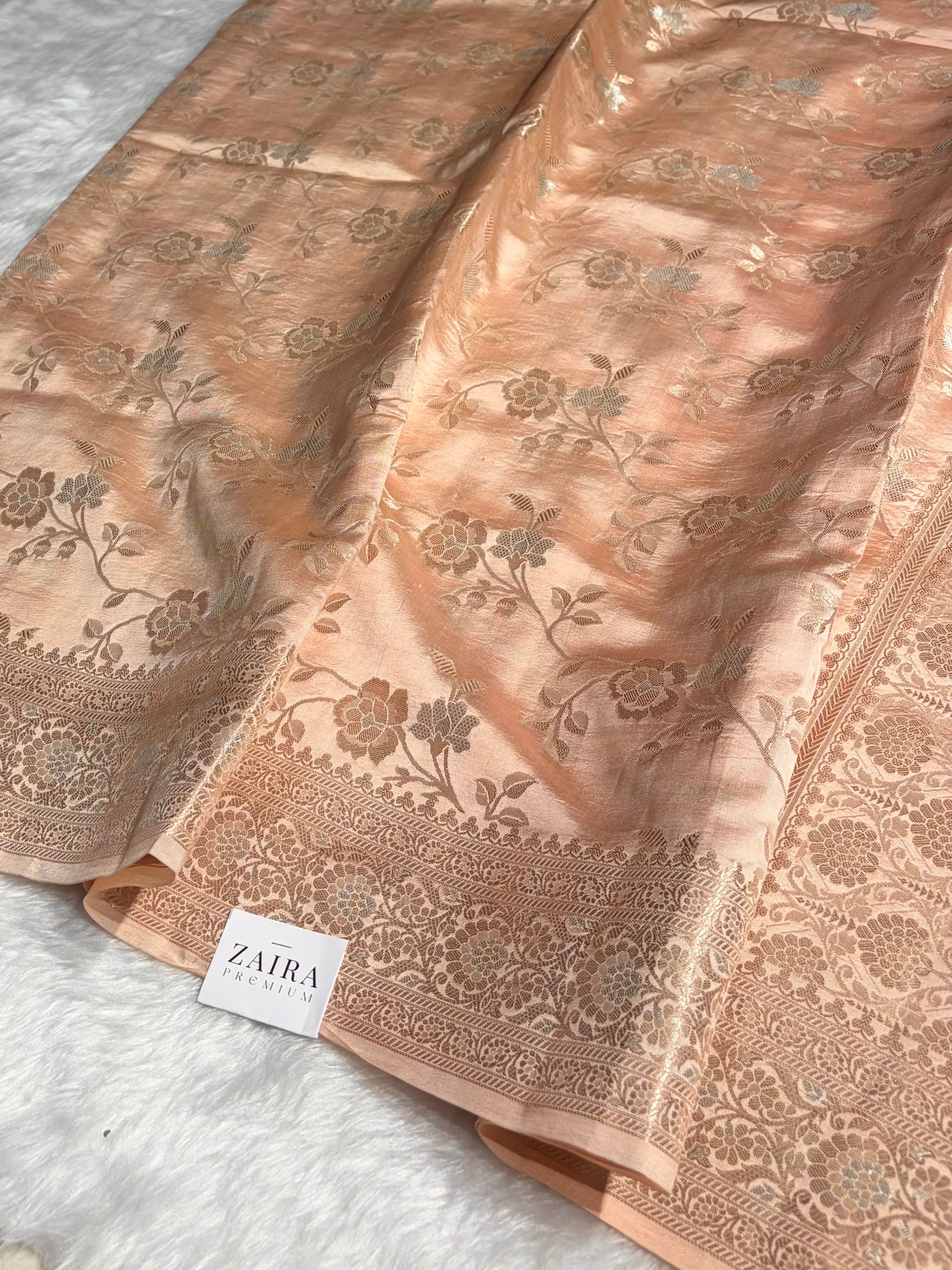 Peach Shade Minakari Pure Caramel Silk Saree CS-04