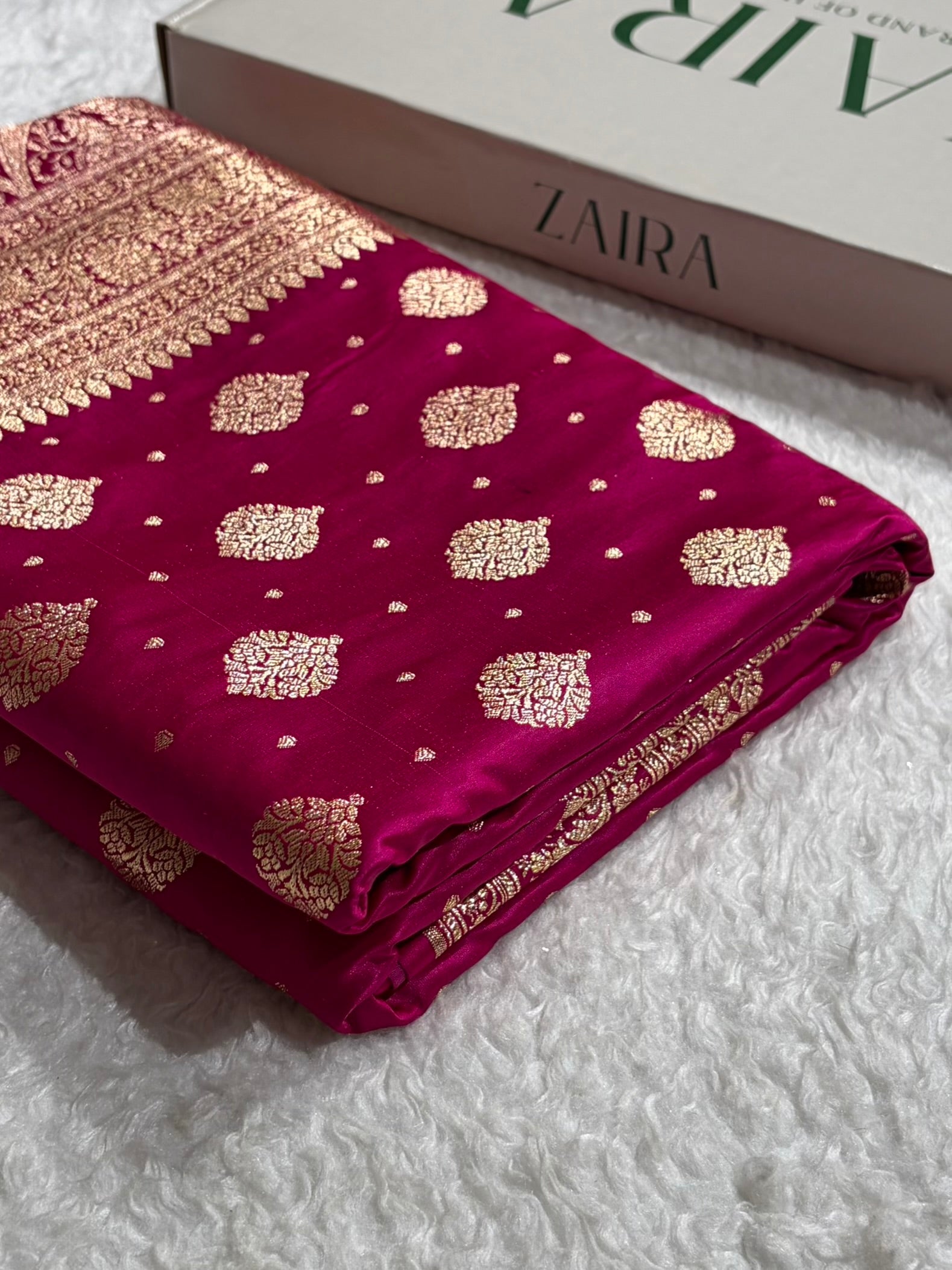 Rani Unique Boota Pattern Satin Katan Silk Saree SK69