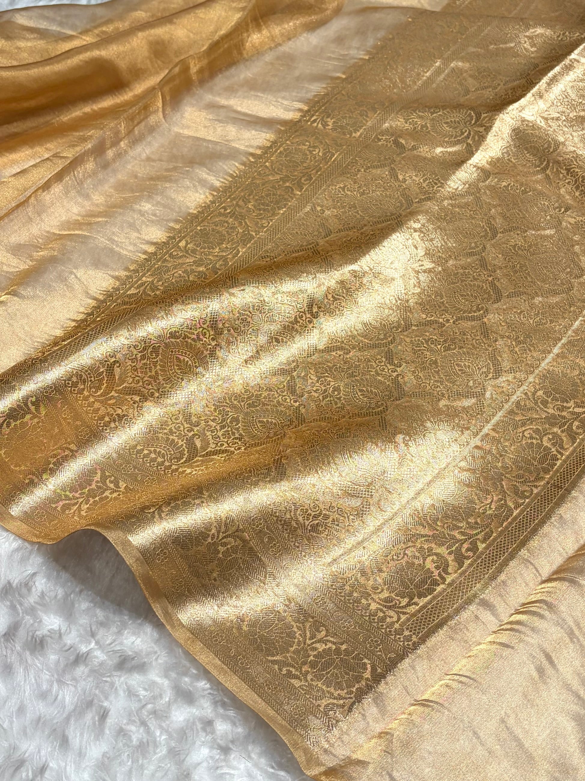Tusser Shade Pure Tissue Silk Saree with Brocade Blouse PT-18