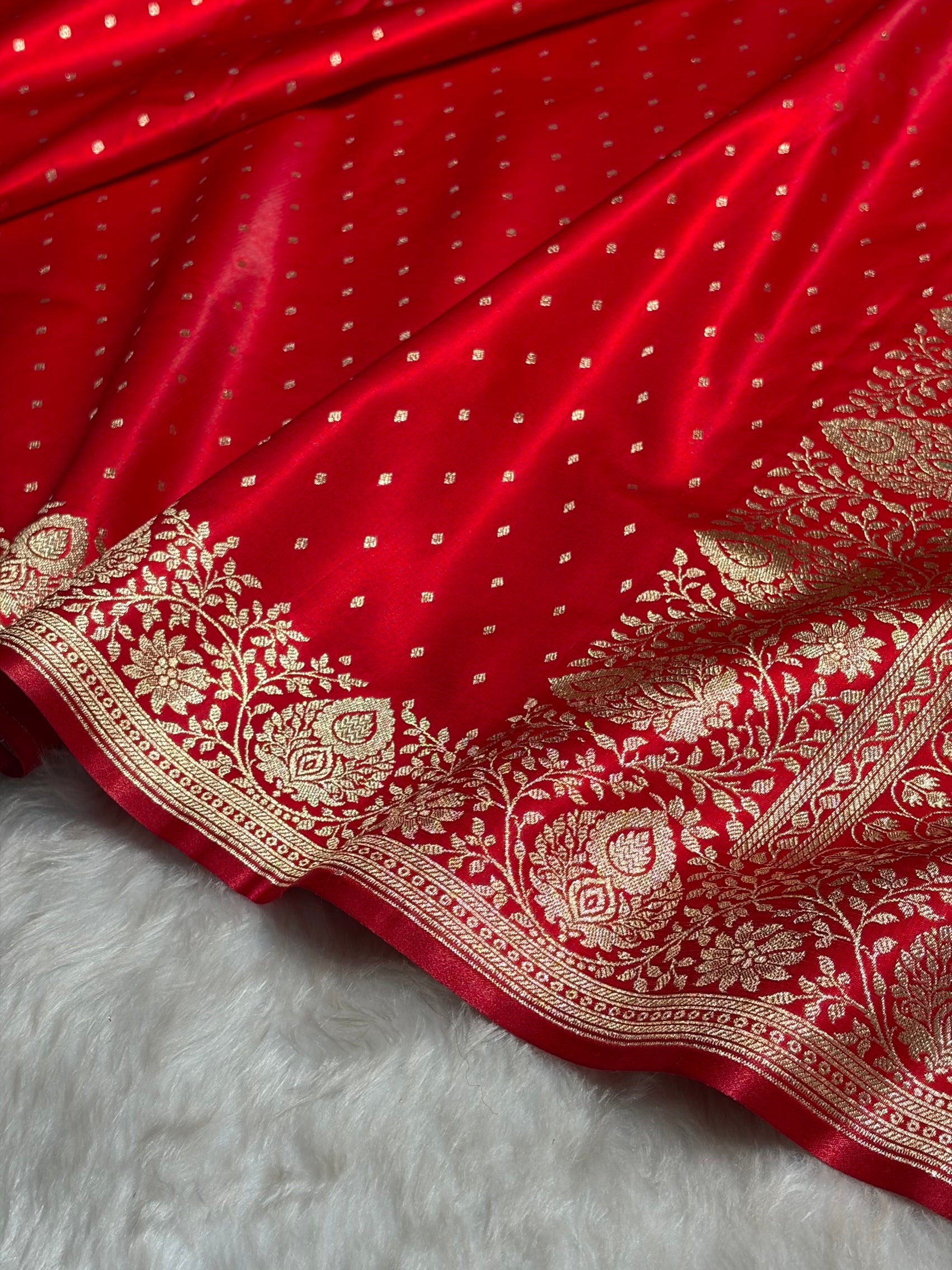 Ultra Light Weight Satin Silk Boota in Red Shades SS31