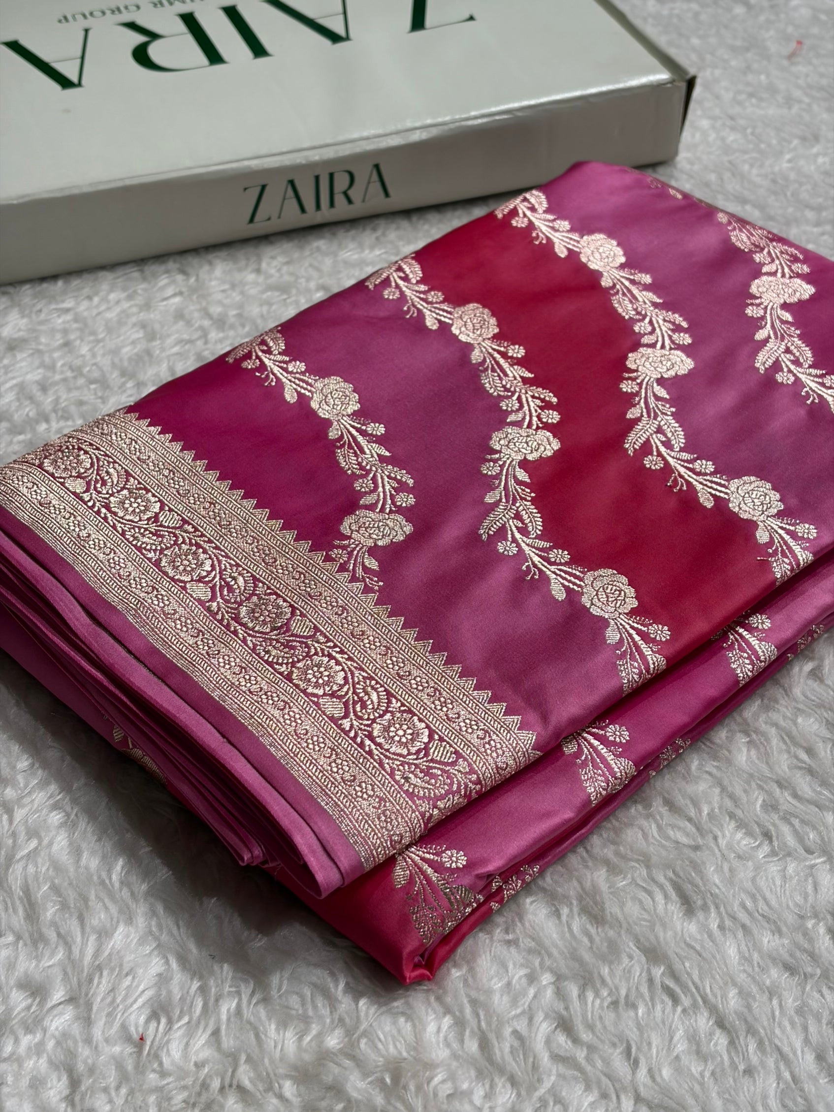 Baby Pink Banarasi Rangkat Mashru Silk Saree With Cross Pattern MSRK02