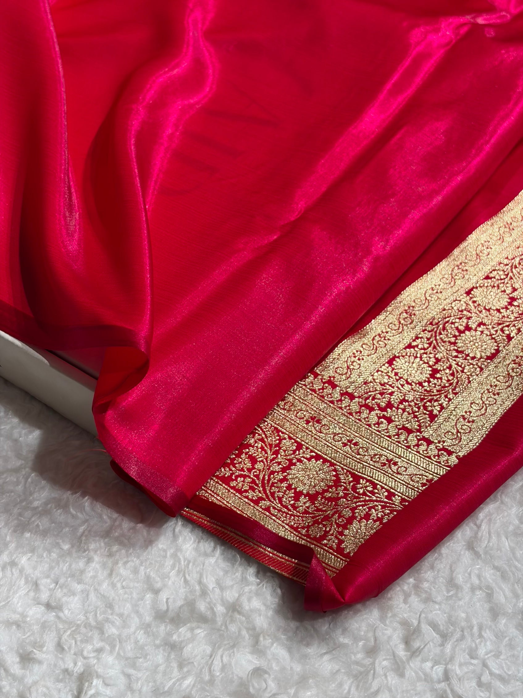 Cross Rani Shades Cross Pattern Banarasi Satin Silk Saree SS39