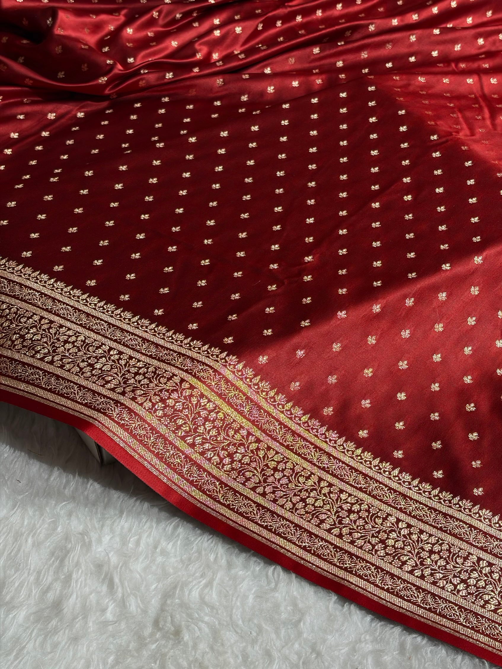 Banarasi Satin Katan Saree in Cross Maroon Shades SK88