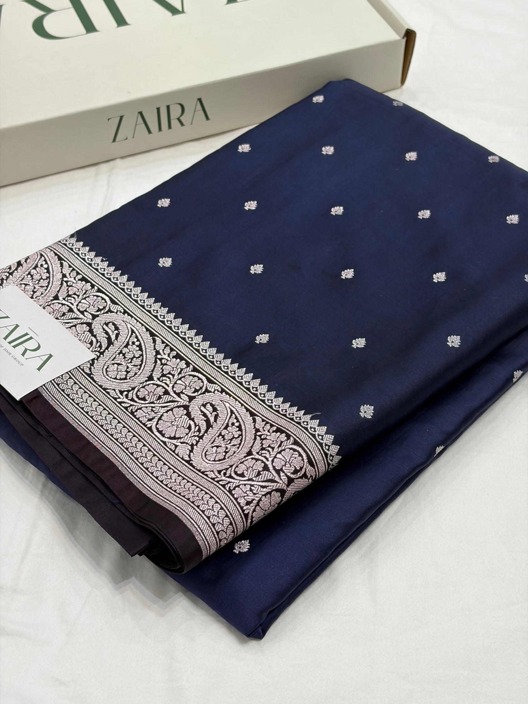 Navy Blue / Black Shade With Booti Pattern Mashru Silk Saree
