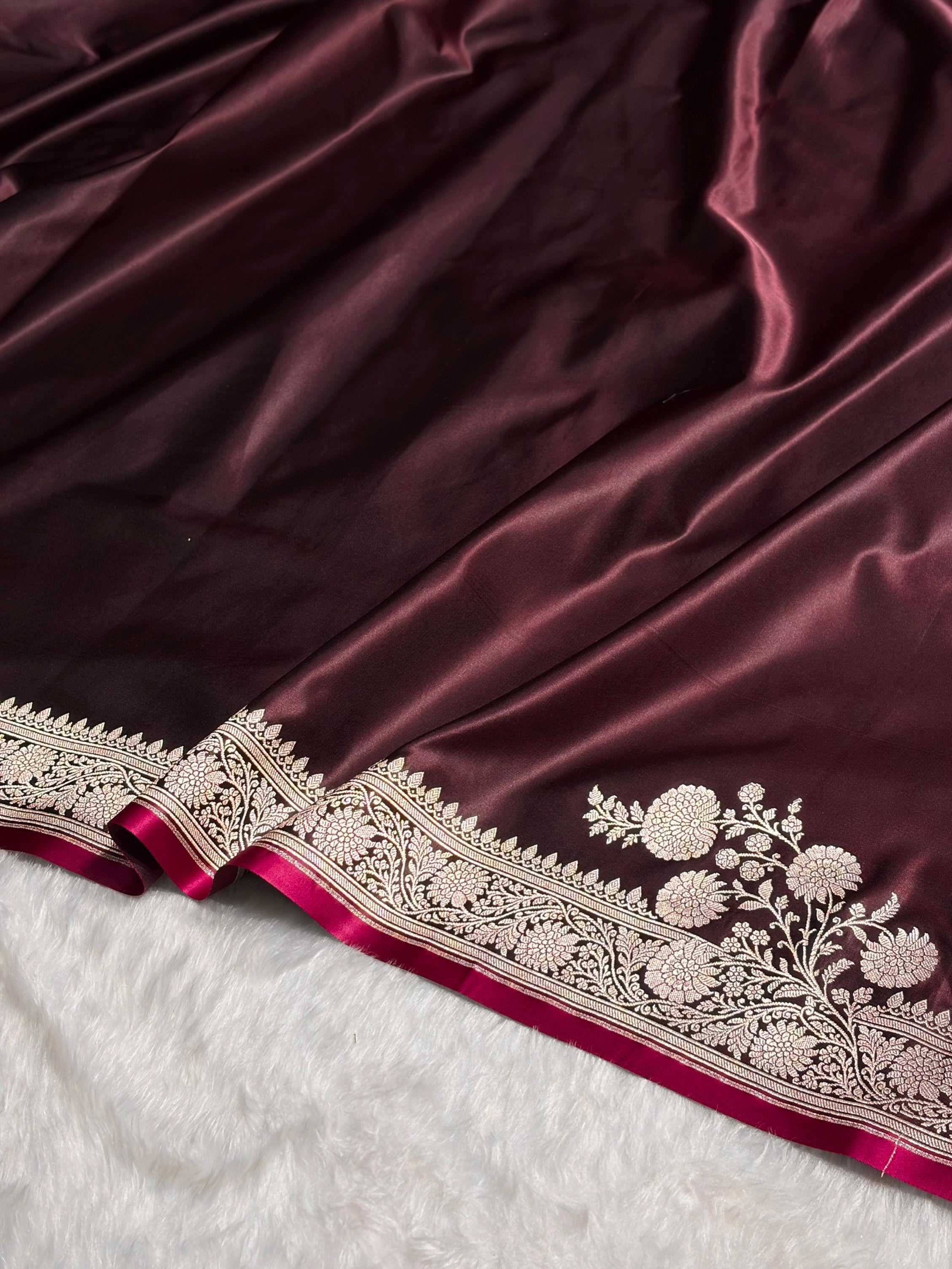 Garnet Shades Floral Border Mashru Silk Saree MSM-62